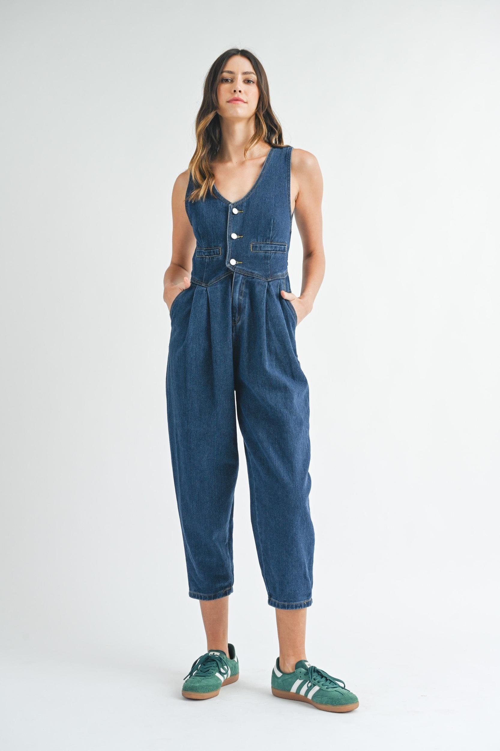 Denim Vest Jumpsuit Product Image