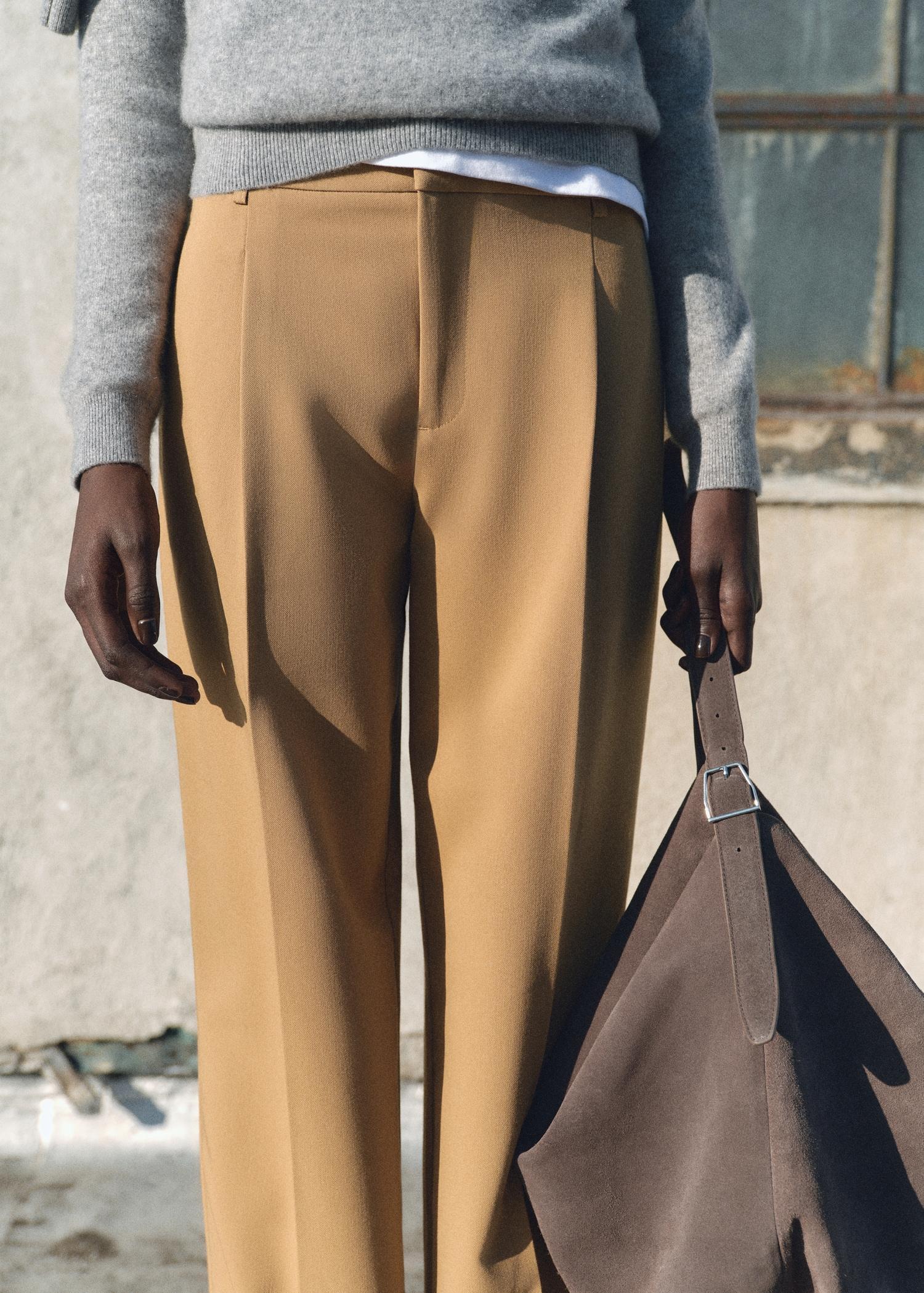 Straight-fit pleated pants - Women | MANGO USA Product Image