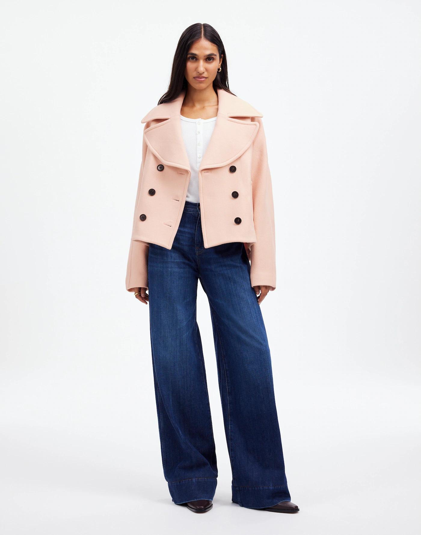 Oversized-Collar Short Peacoat Product Image