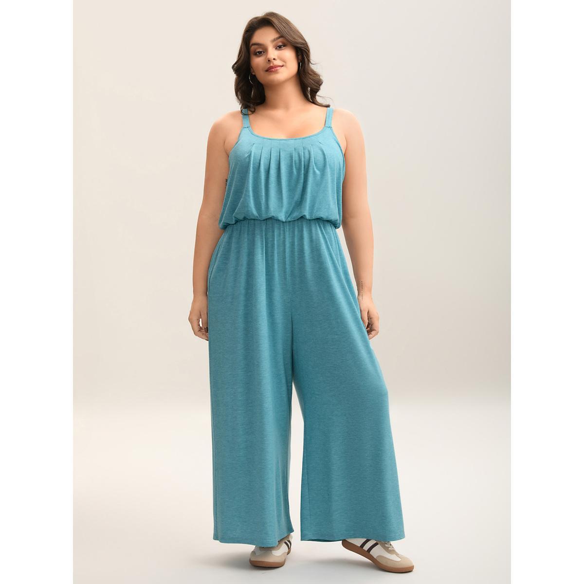 Plus Size Arctic Stretchy Pockets Adjustable Straps Jumpsuit Women Sleeveless Non Everyday-Casual Loose Jumpsuits BloomChic 28/5X Product Image