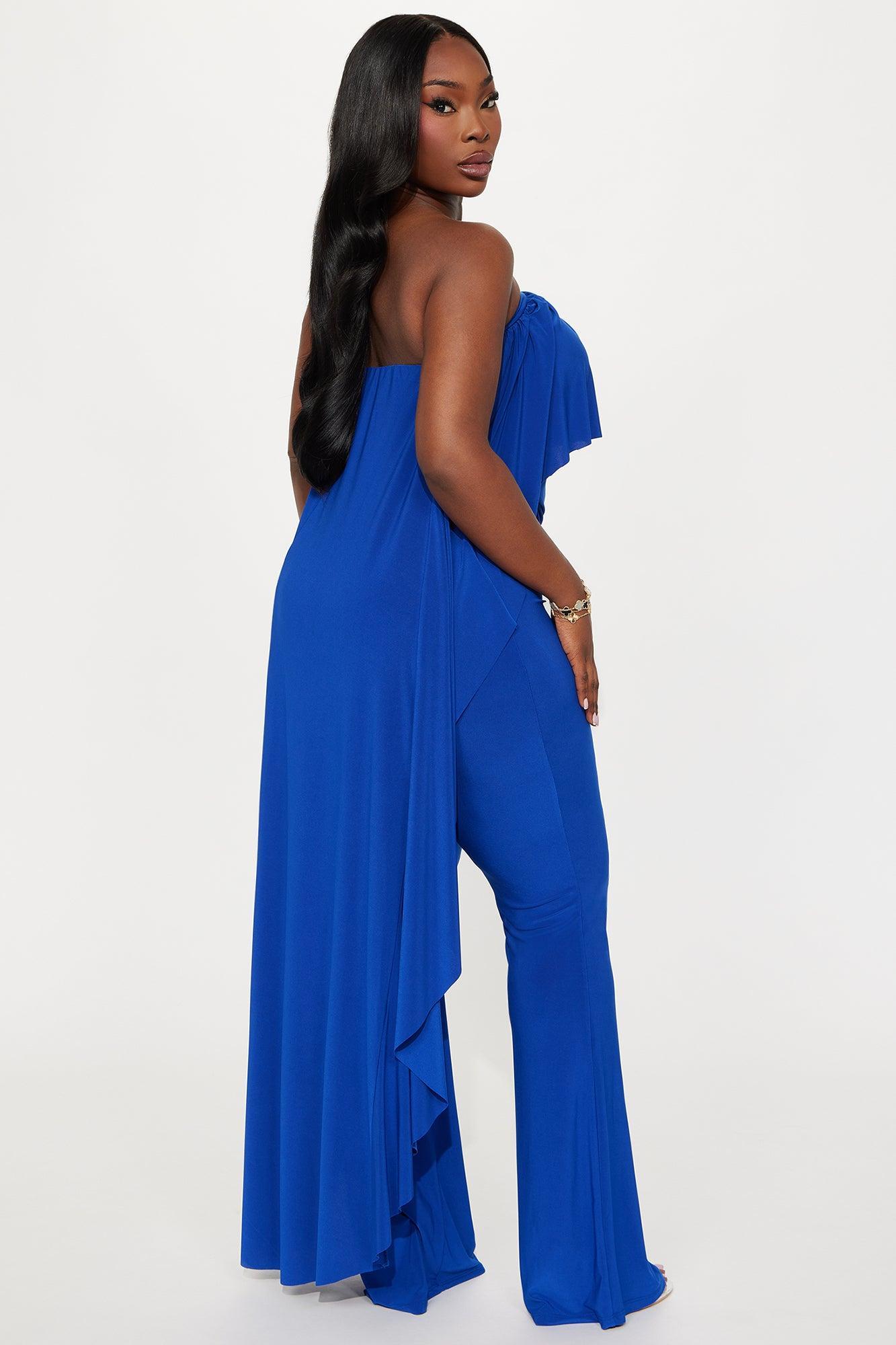 Alicia Strapless Flare Leg Pant Set - Royal Product Image