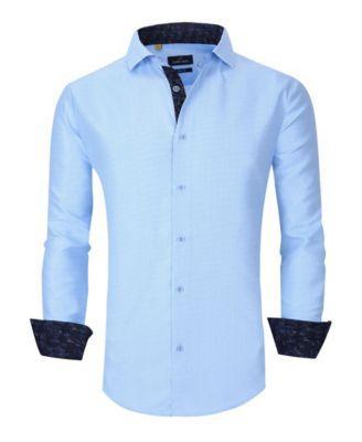 Mens Slim Fit Business Nautical Button Down Dress Shirt Product Image
