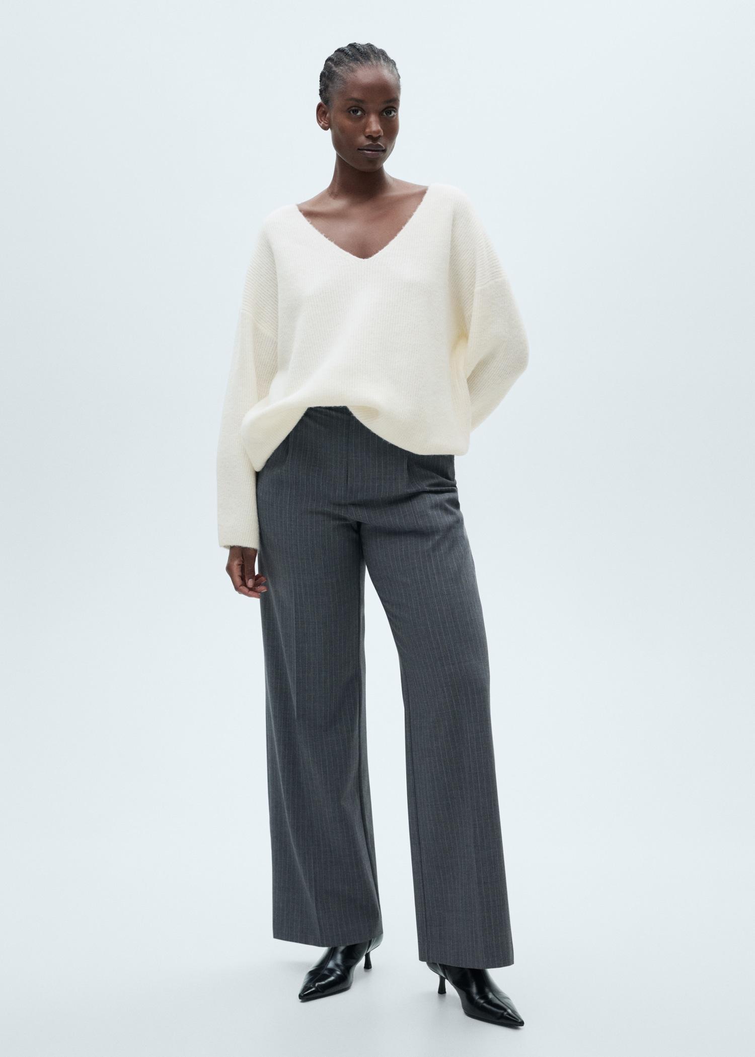 V-neck knit sweater - Women | MANGO USA Product Image