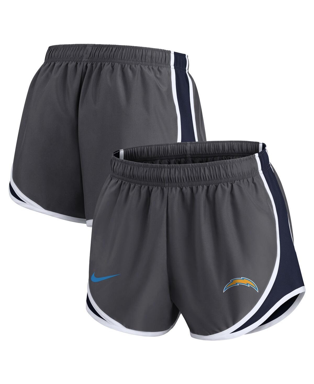 Women's Nike Charcoal Carolina Panthers Logo Performance Tempo Shorts, Size: Large Product Image