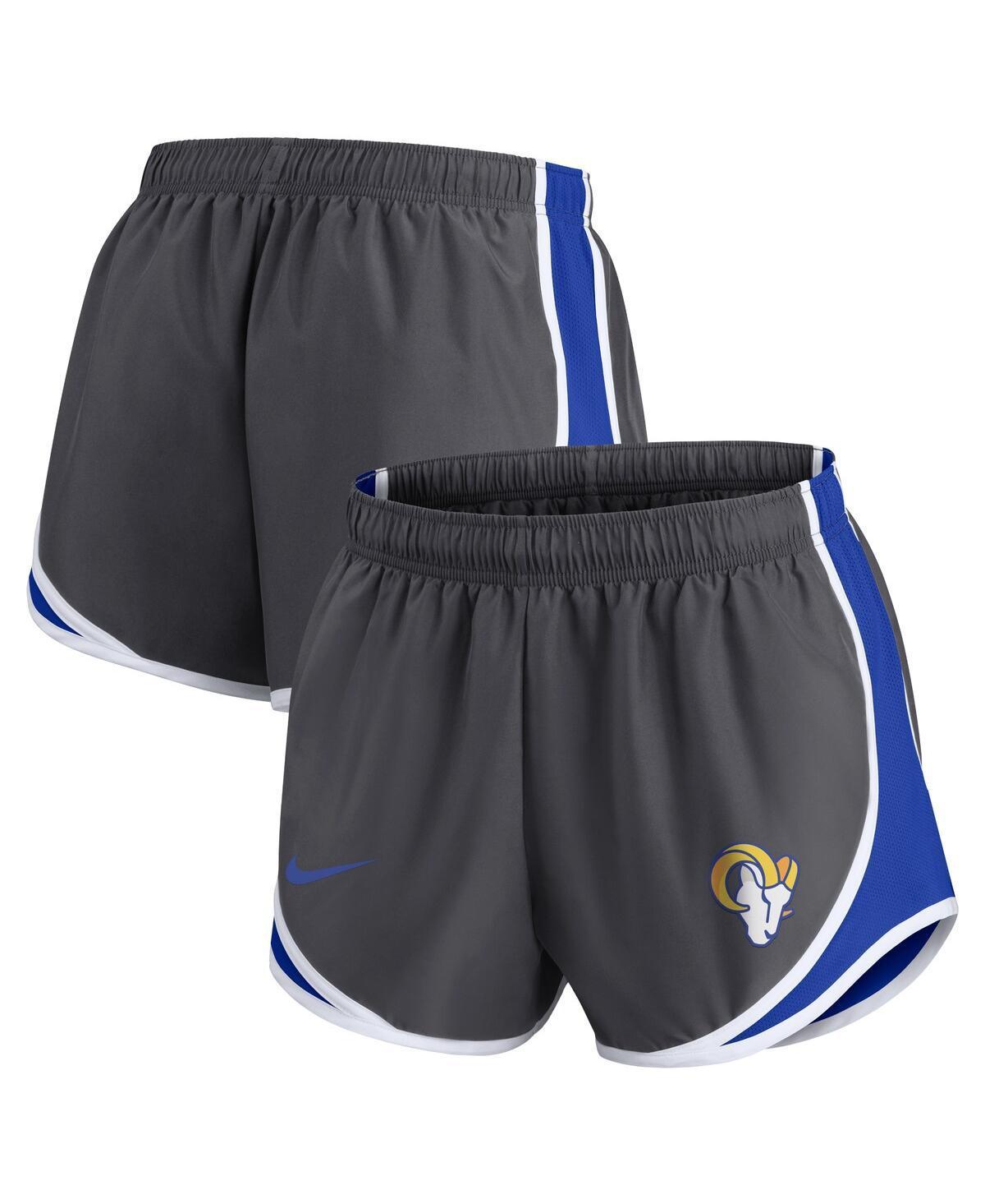 Women's Nike Charcoal Los Angeles Rams Logo Performance Tempo Shorts, Size: Large Product Image