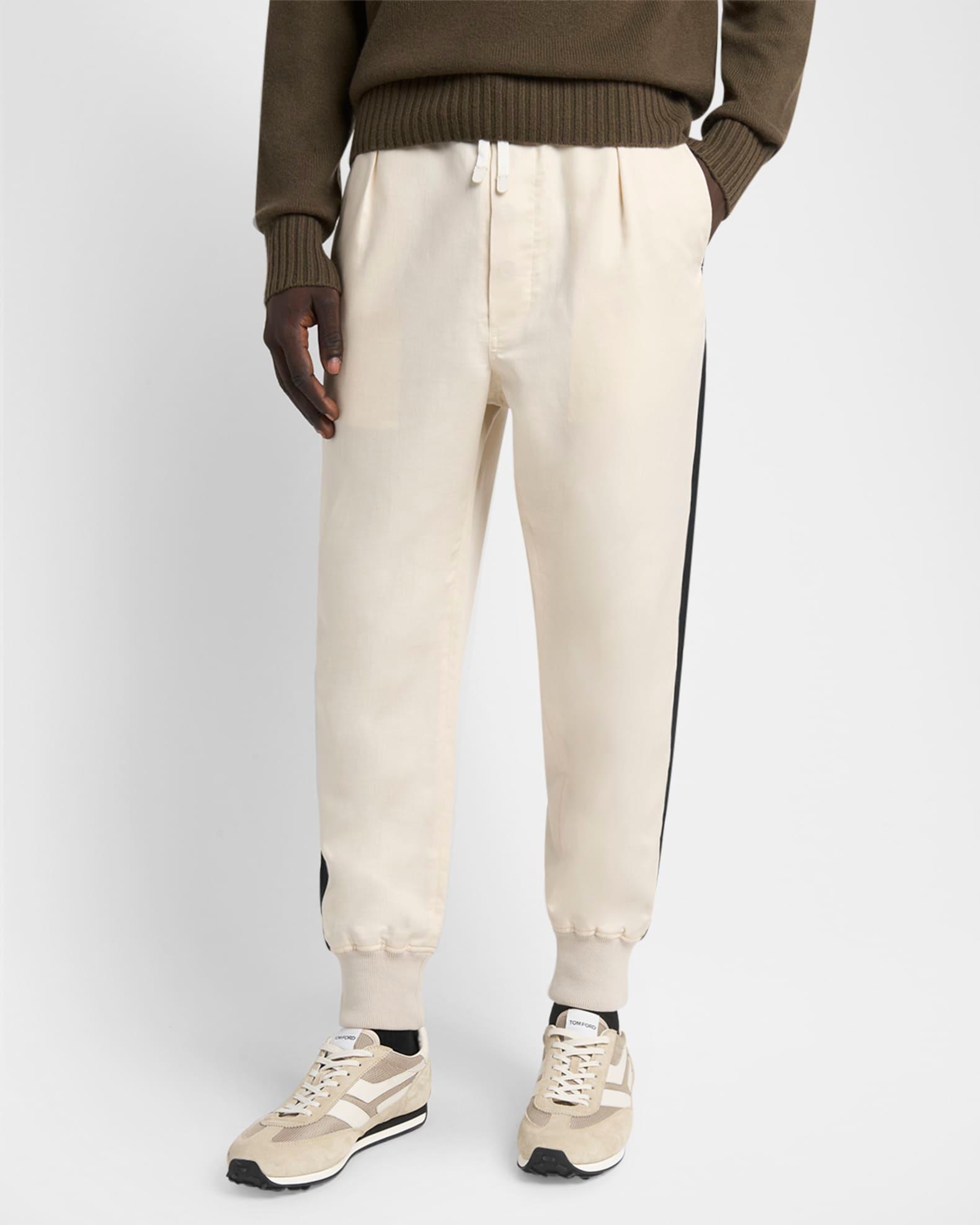 Men's Cotton and Silk Twill Side-Stripe Jogger Pants Product Image