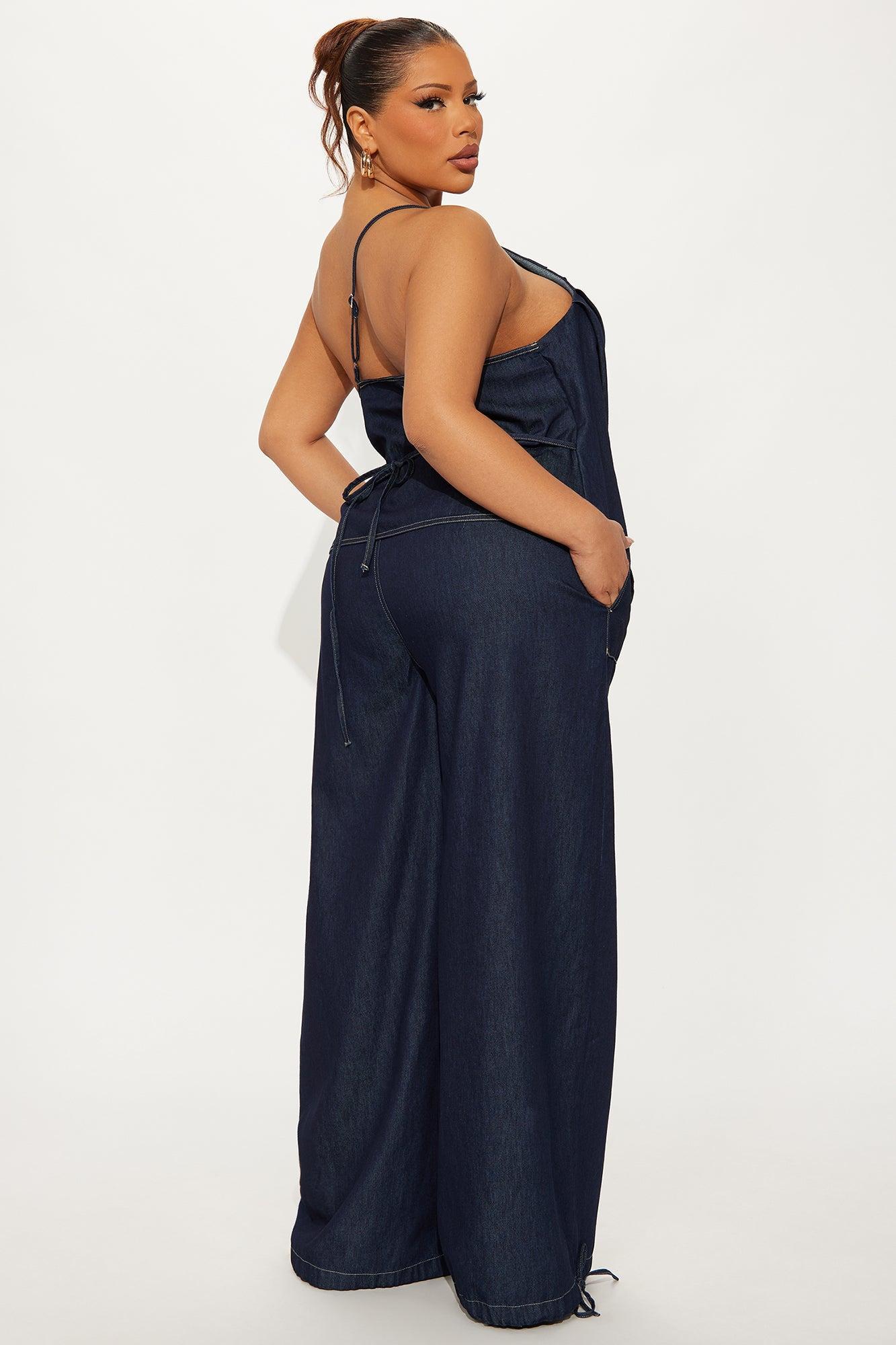 Jenni Dark Wash Wide Leg Pant Set - Dark Wash Product Image