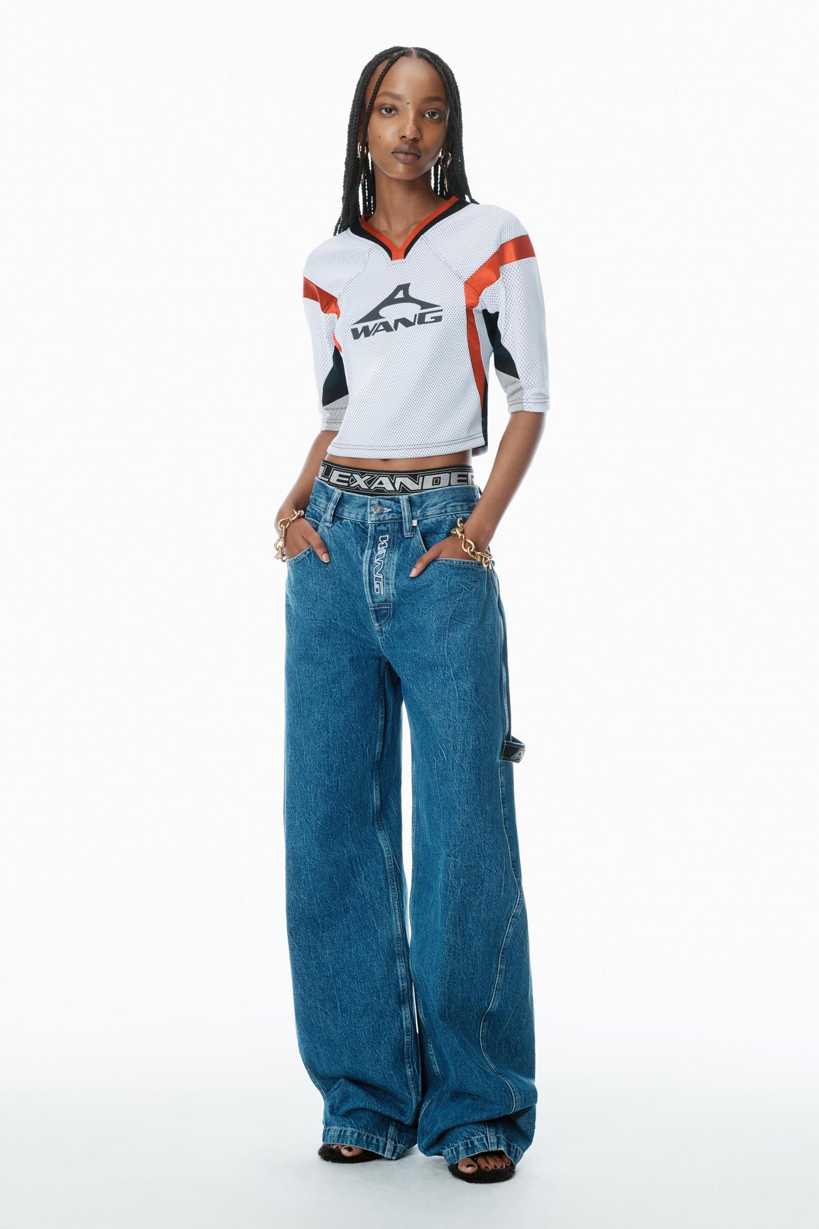 Pre-styled Rounded Jeans With Underwear Waistband Product Image