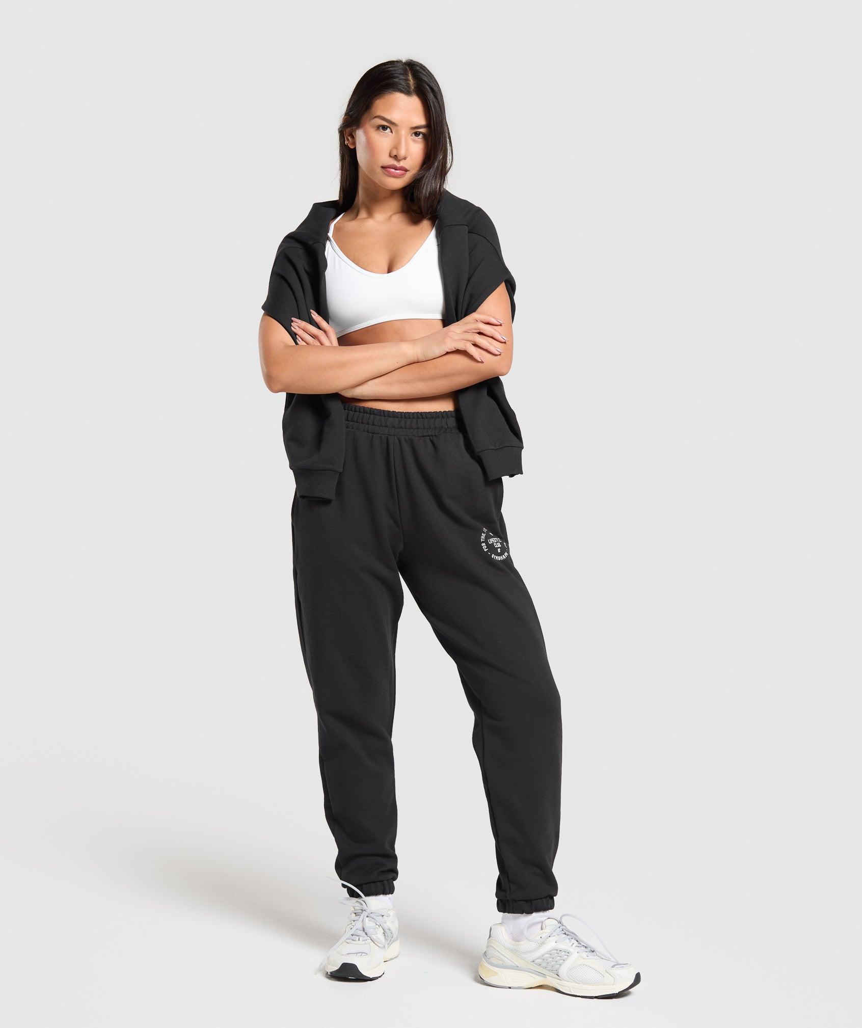 Gymshark Lifestyle Club Graphic Joggers - Black Female Product Image