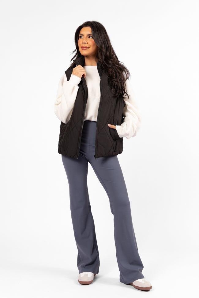 Get Moving Navy Flare Knit Leggings FINAL SALE Product Image