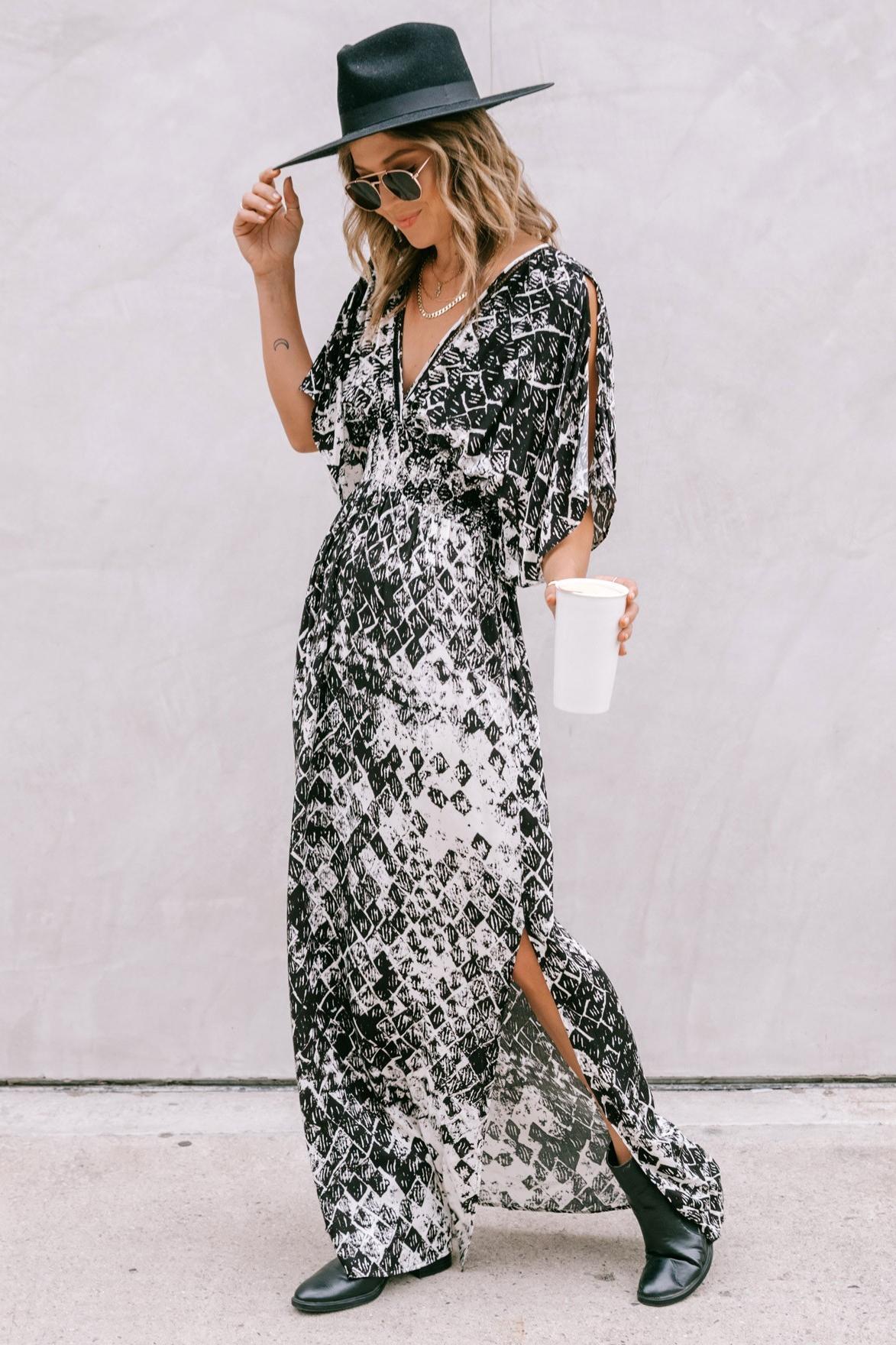 Diamond Kimono Sleeve Maxi Dress Product Image