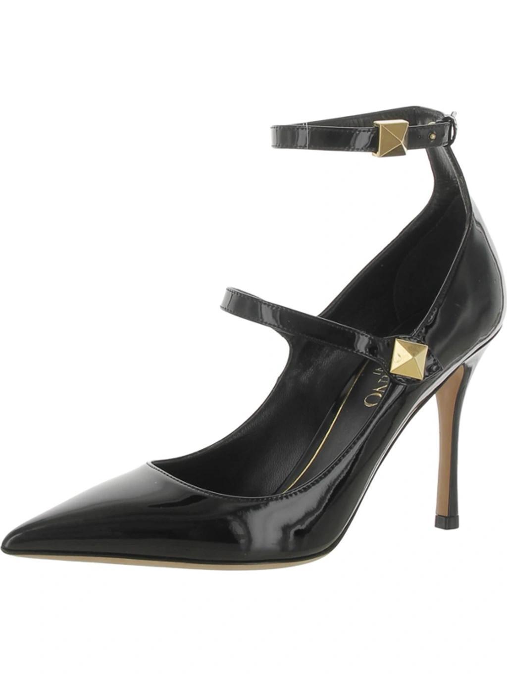 VALENTINO GARAVANI Roman Stud Patent Ankle-strap Pumps In Black Product Image