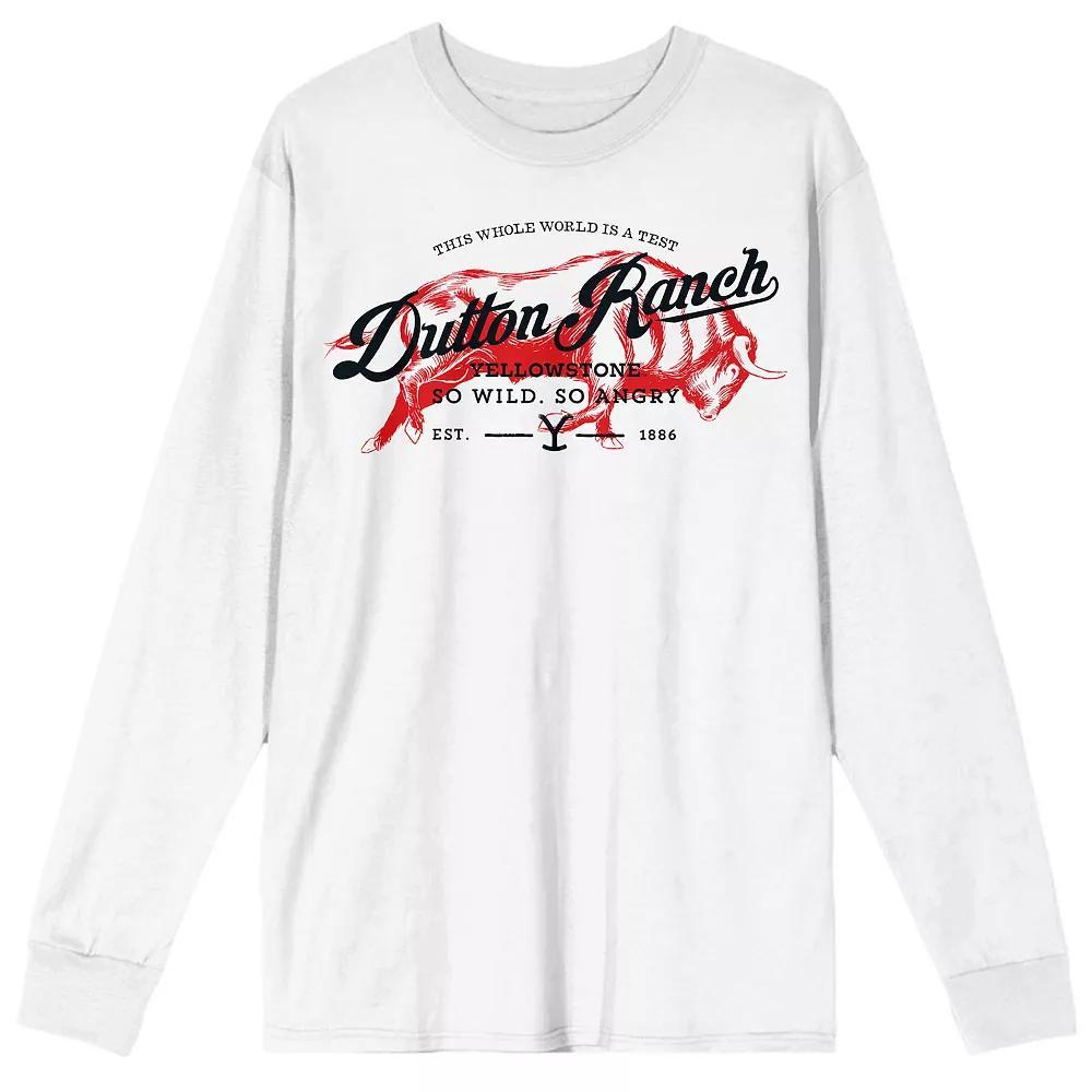 Men's Yellowstone Dutton Ranch Long Sleeve Tee, Size: Medium, White Product Image