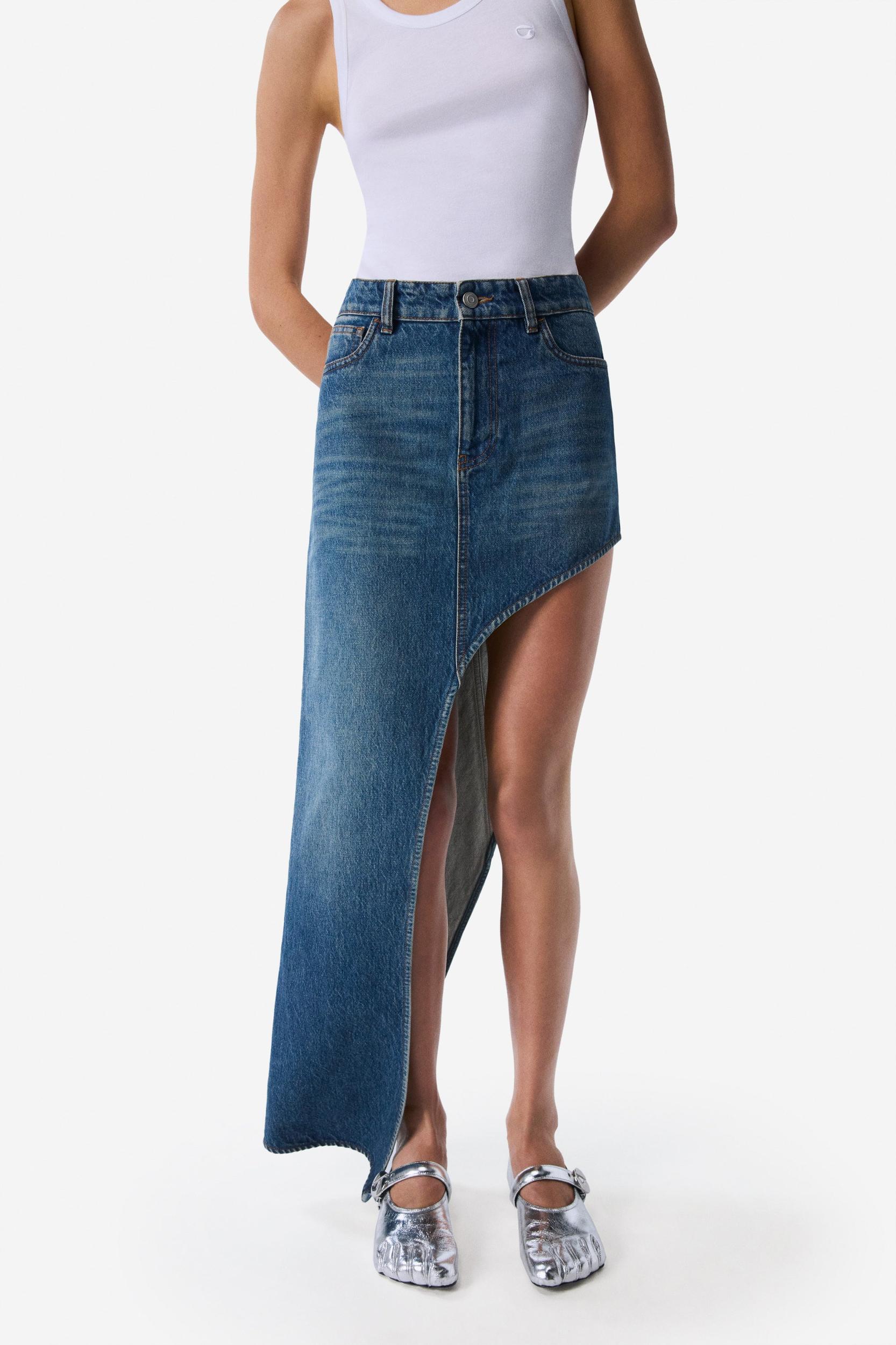 One-Leg Denim Skirt Product Image