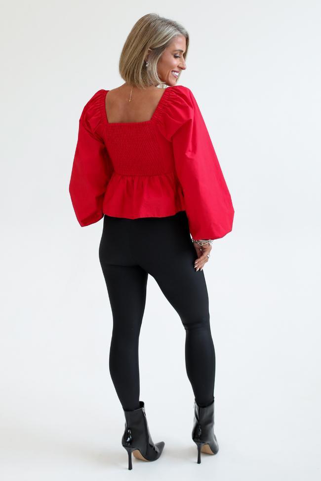 I Heart You Red Heart Shape Woven Blouse FINAL SALE Product Image
