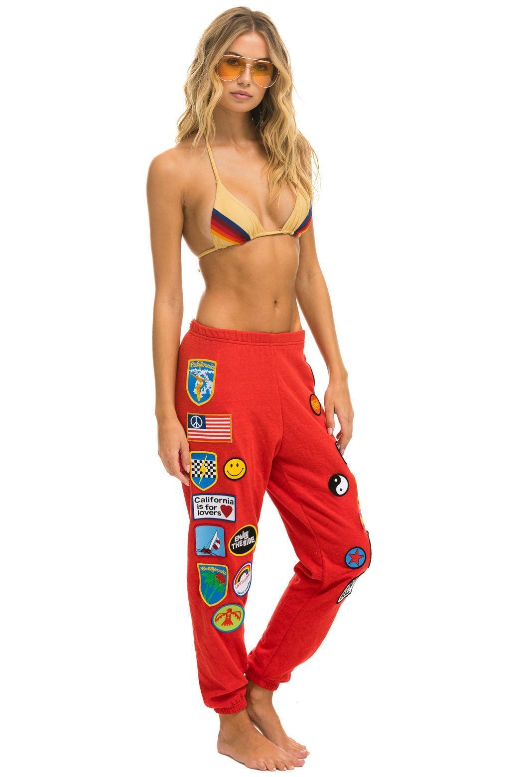 VINTAGE PATCH SWEATPANTS - RED Female Product Image