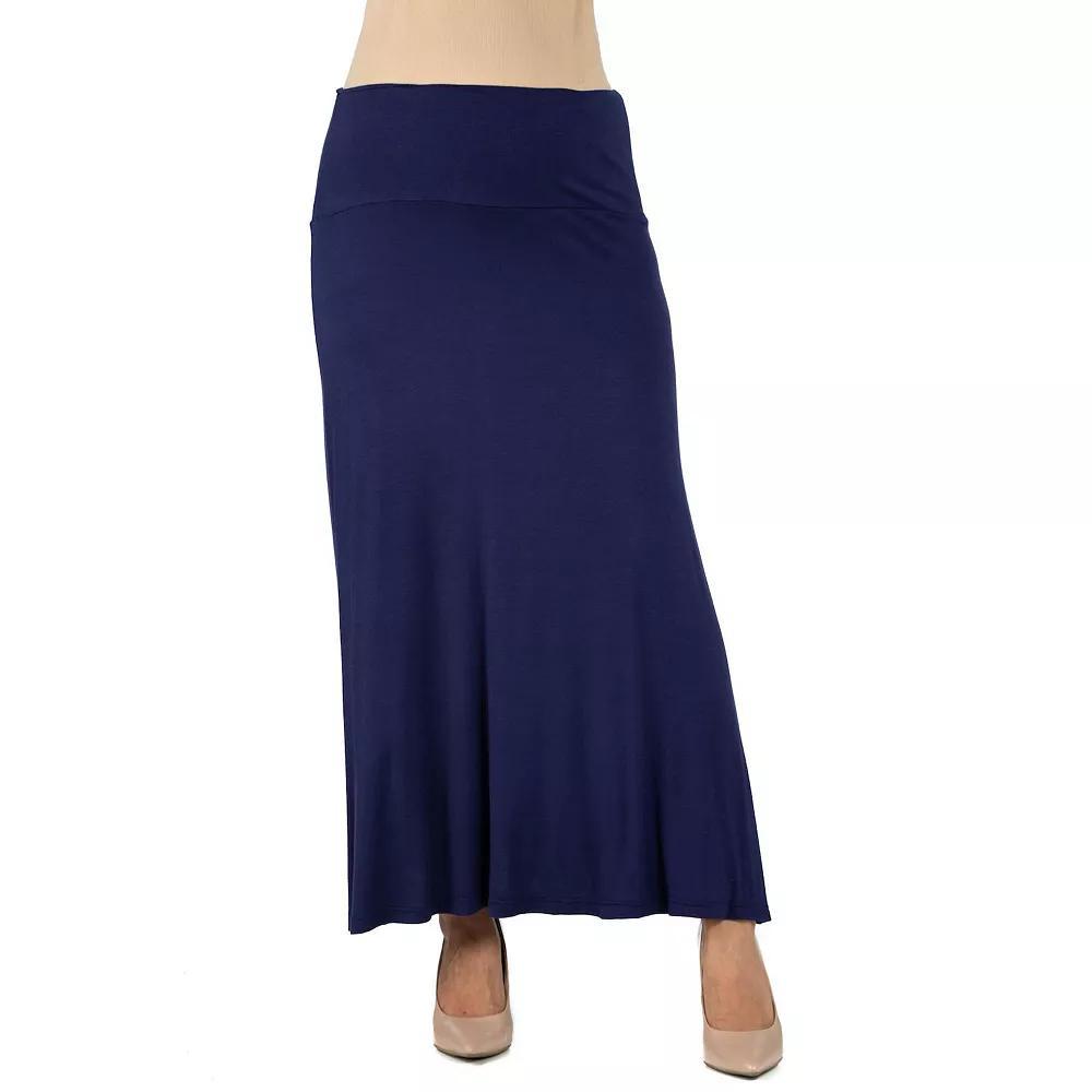 Maternity 24Seven Comfort Apparel Elastic Waist Maxi Skirt, Women's, Size: XL-Mat, Blue Product Image