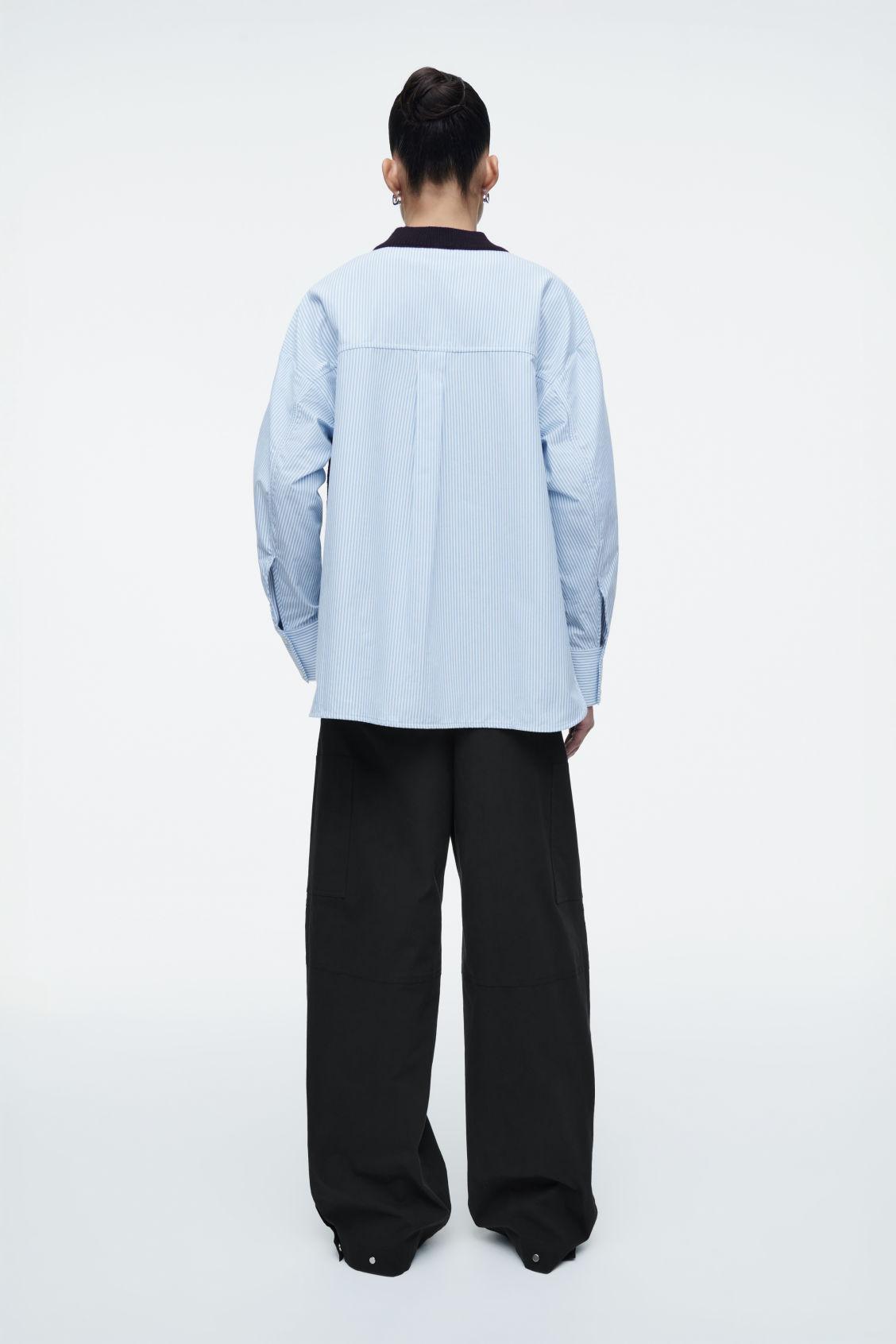 DECONSTRUCTED POPLIN-PANELED WOOL SWEATER Product Image