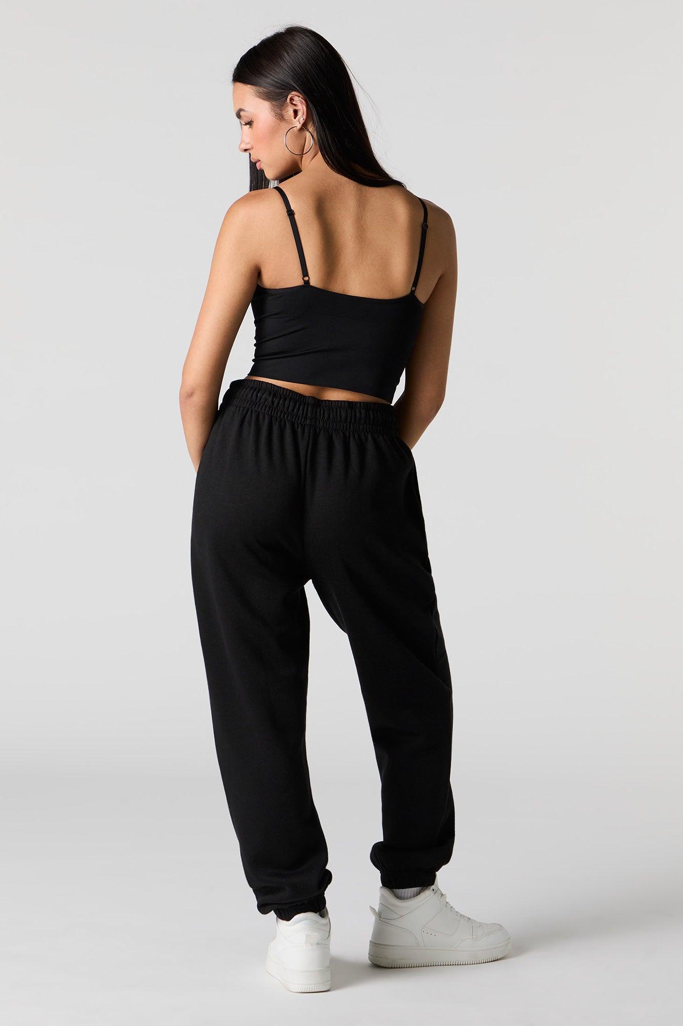 High Rise Solid Fleece Jogger Female Product Image
