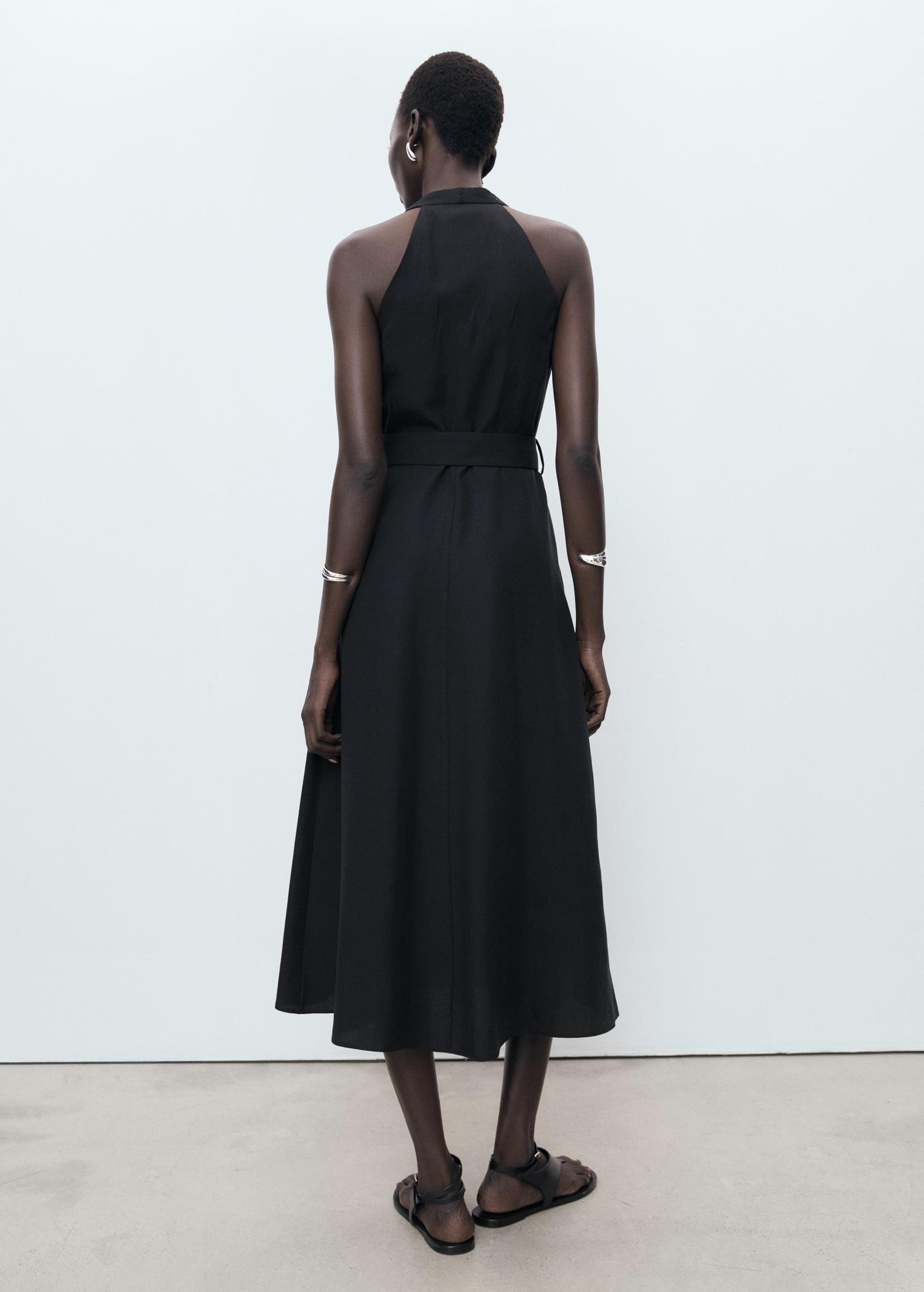 Lyocell dress with belt - Women | MANGO USA Product Image