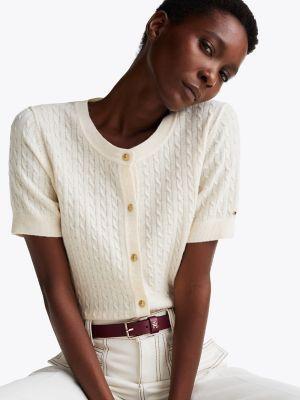 Mini Cable Knit Wool-Blend Cardigan Product Image