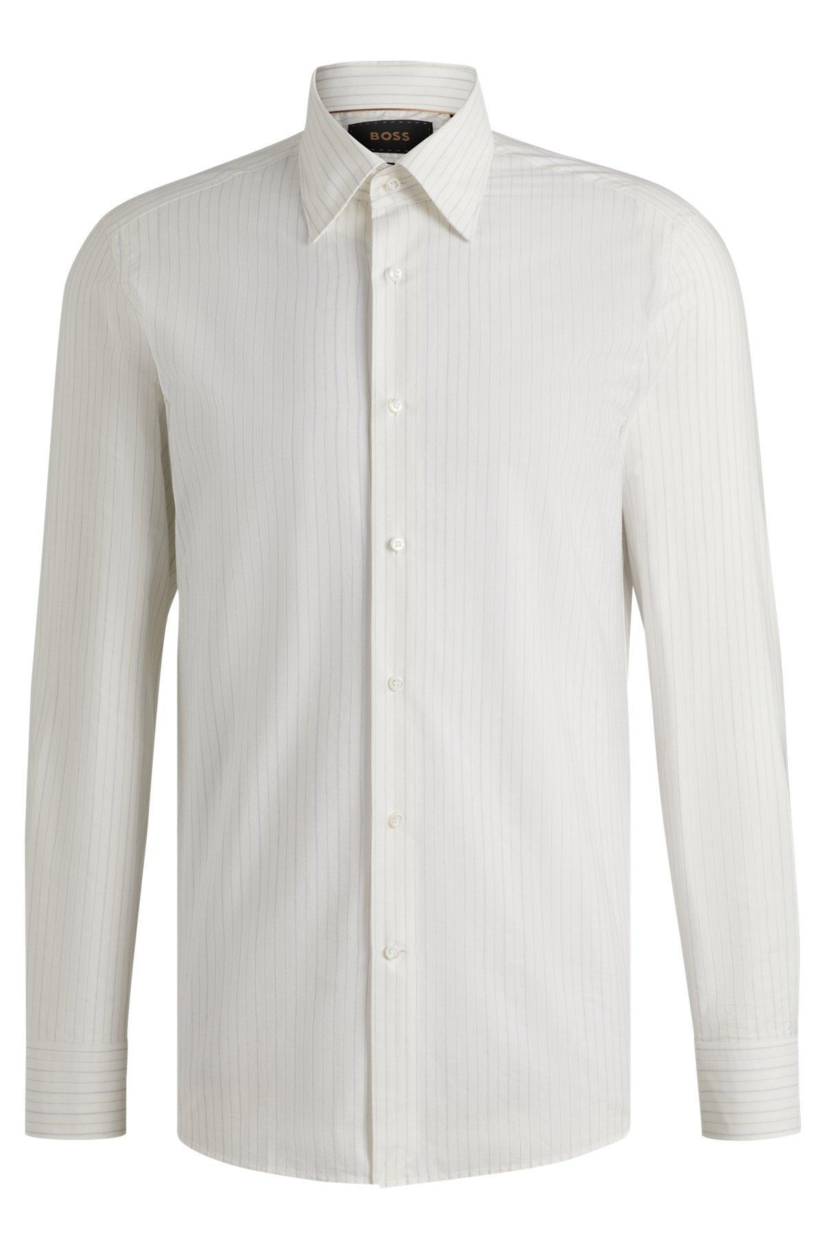 Slim-fit shirt in striped Italian-made cotton Product Image