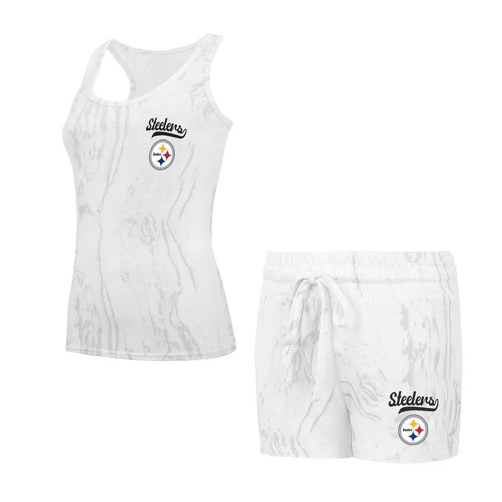 Women's Concepts Sport Pittsburgh Steelers Quartz Hacci Knit Tank Top & Shorts Sleep Set, Size: Small, Beige Product Image