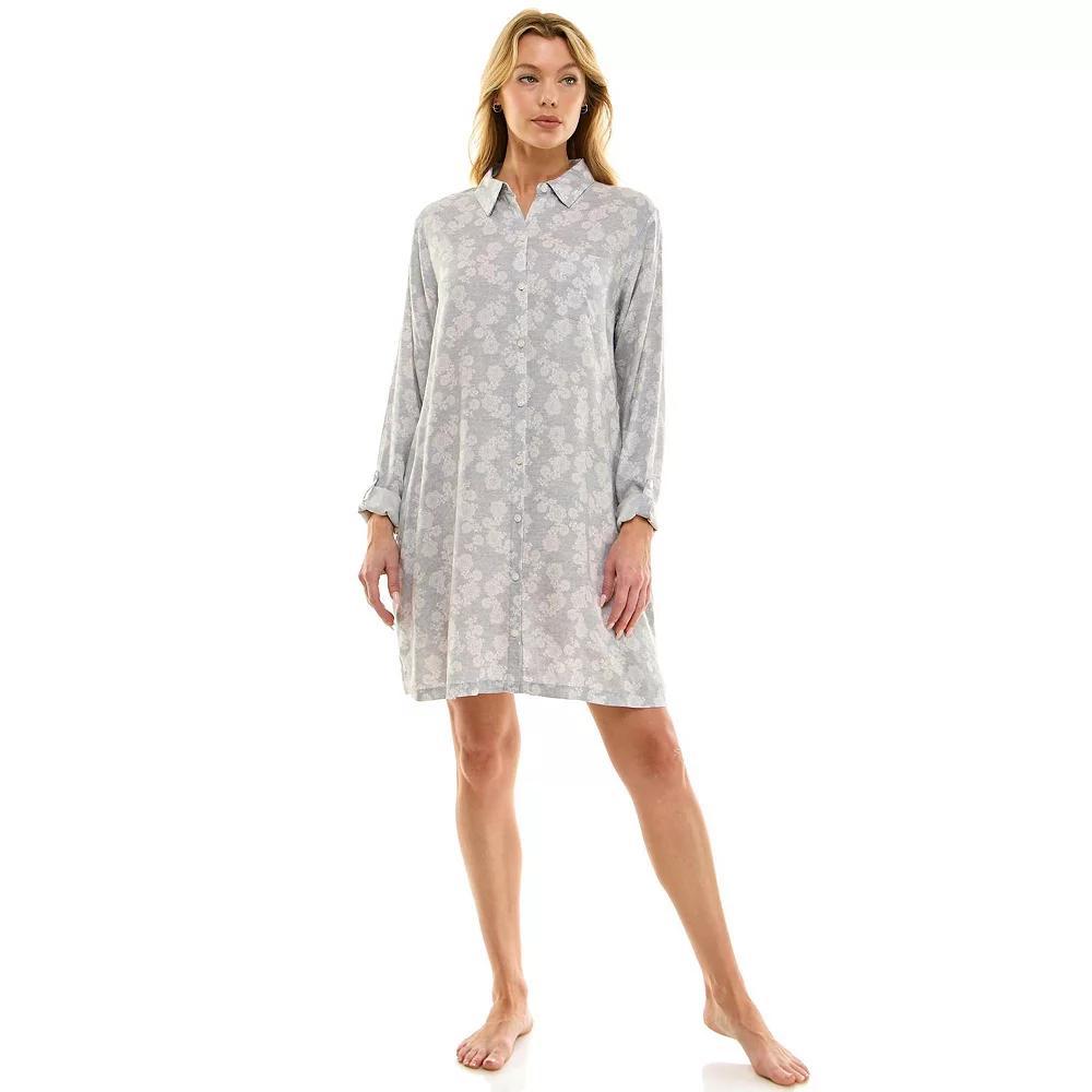 Women's Croft & Barrow® Woven Button-Up Sleepshirt, Size: XS, Belgian Lace Product Image