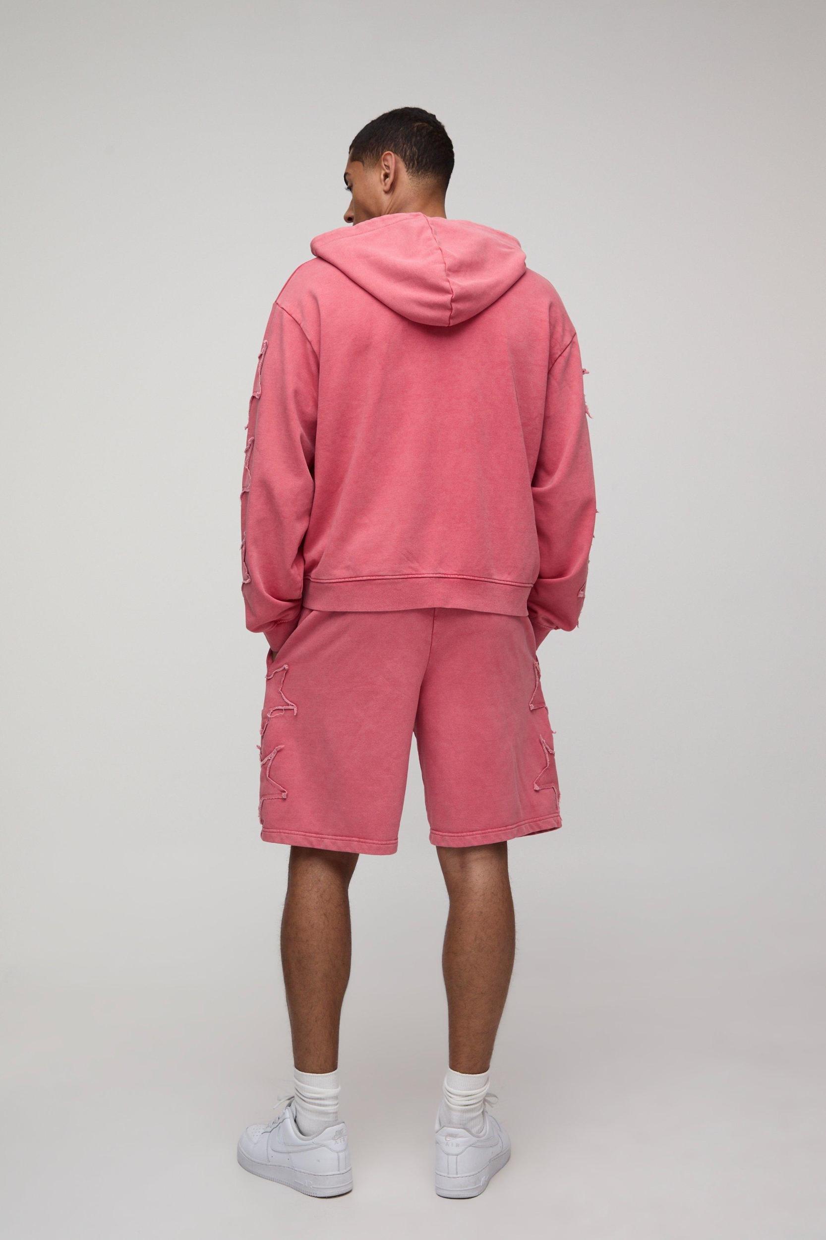 Oversized Boxy Short Hooded Zip Wash Tracksuit | boohooMAN USA Product Image