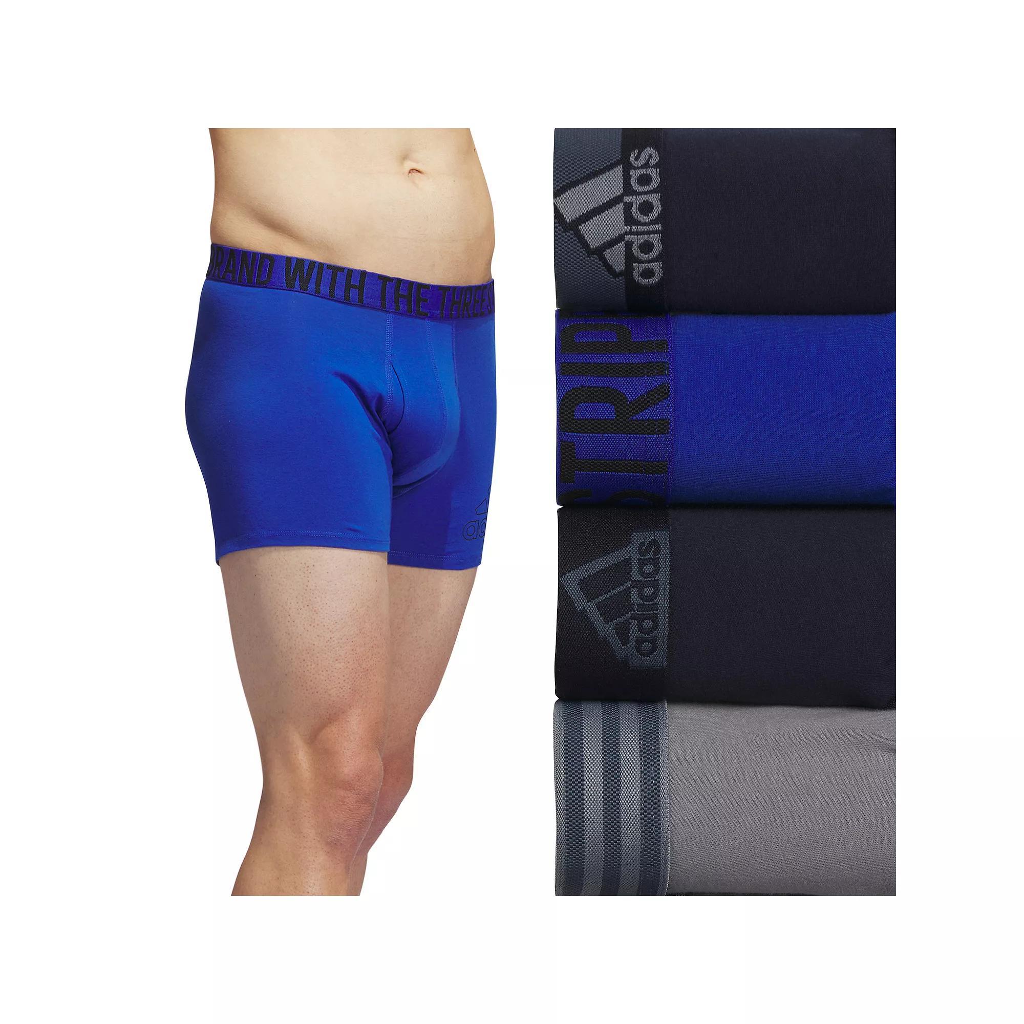 Men's adidas 4-Pack Stretch Trunk Boxer Briefs, Size: XXL, Navy Blue Grey Product Image