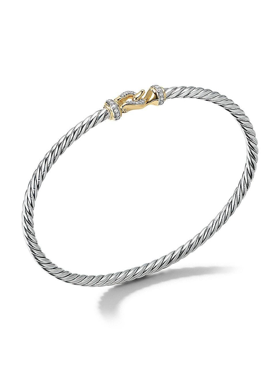 3mm Buckle Helena Bracelet with Diamonds, Silver and Gold Product Image