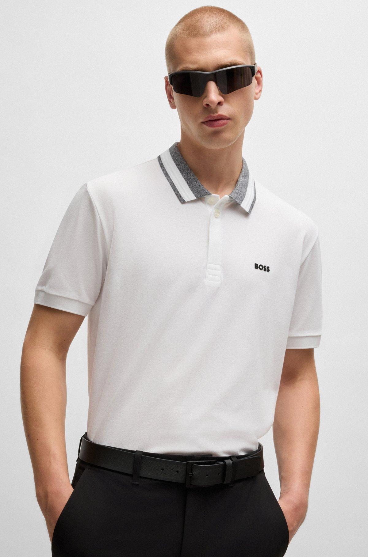 Stretch-cotton polo shirt with logo detail Product Image