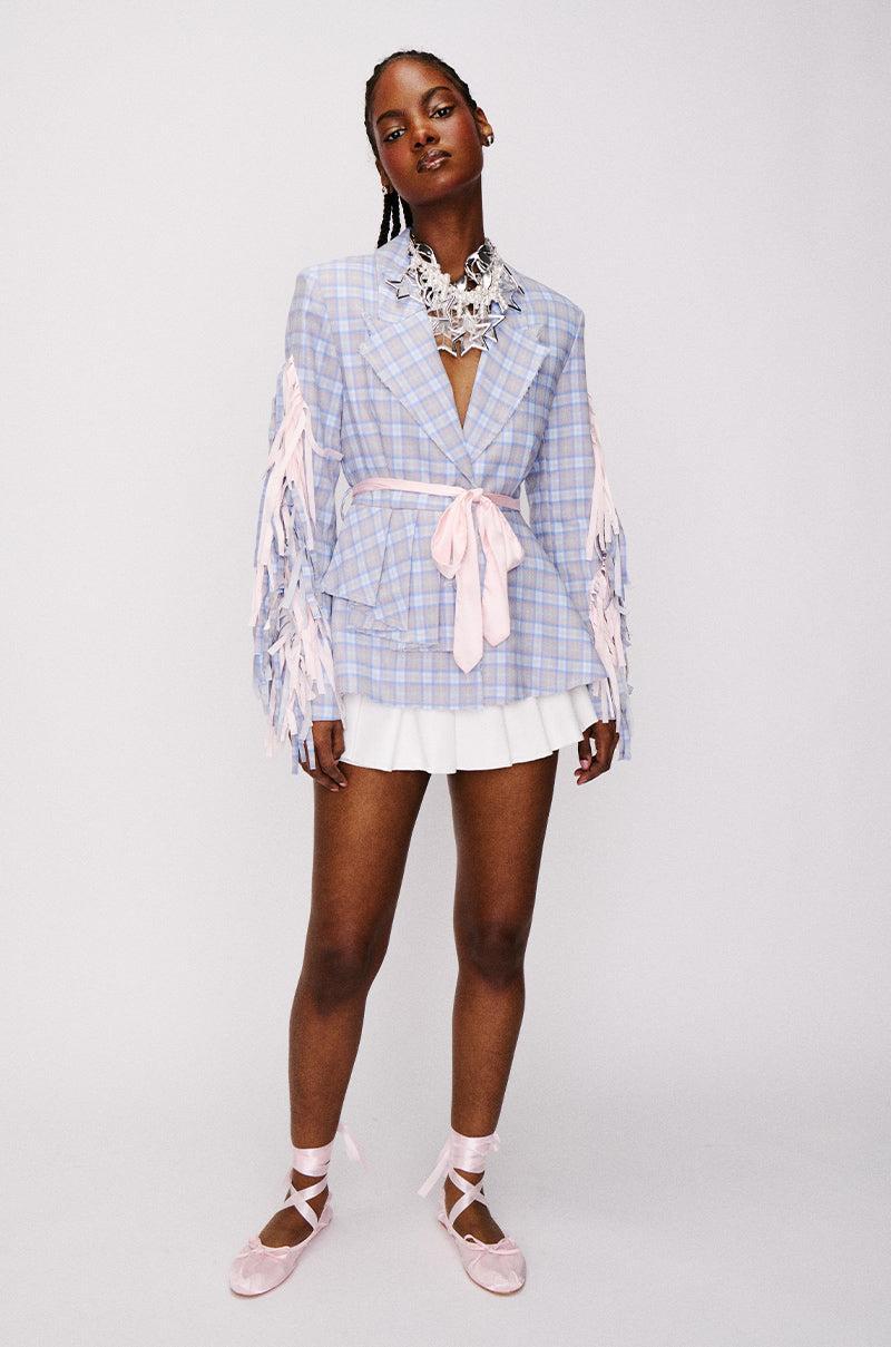 SHABBY CHIC PLAID BLAZER WITH RIBBONS Product Image