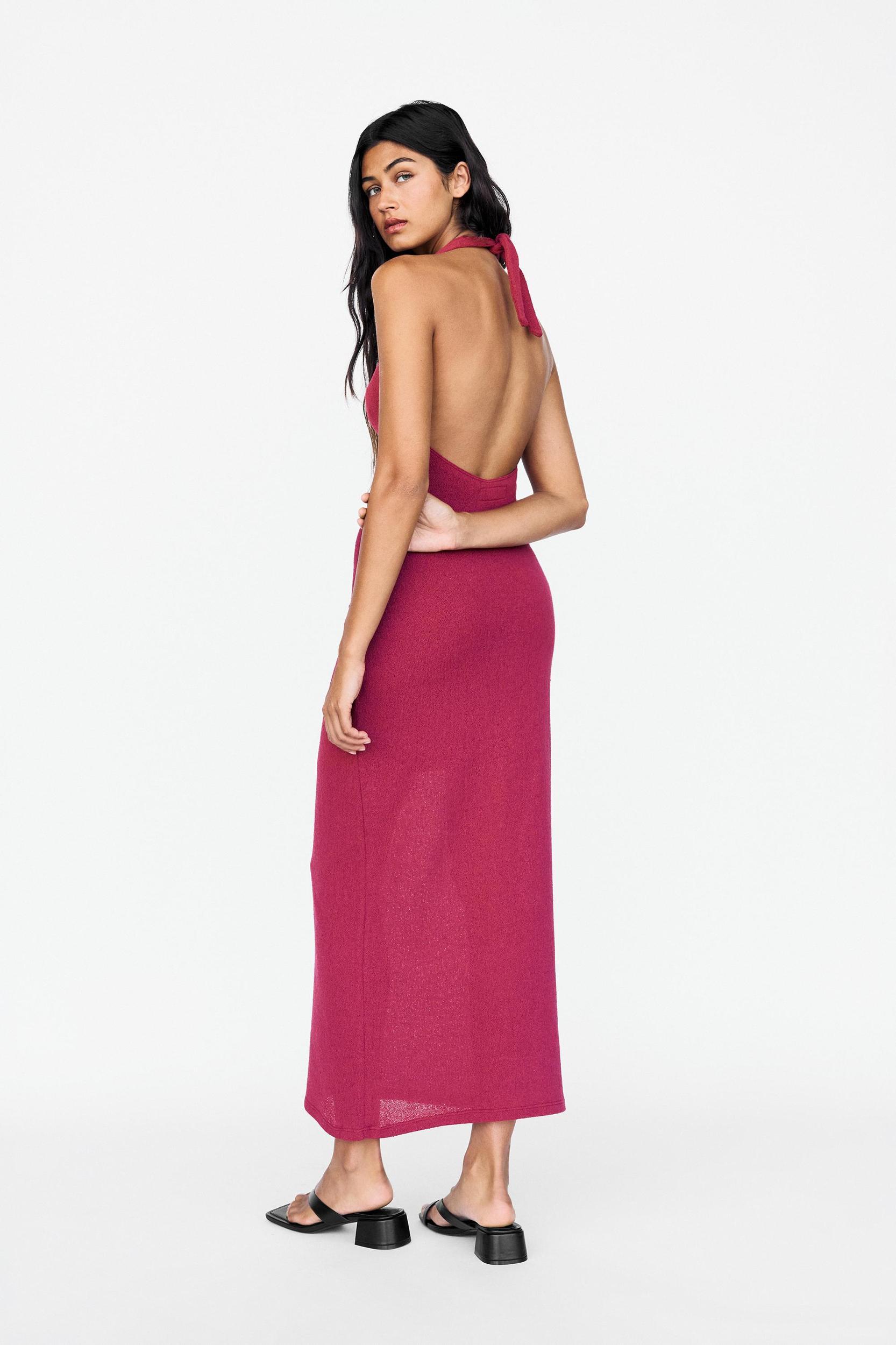 Knit racer-neck midi dress Product Image