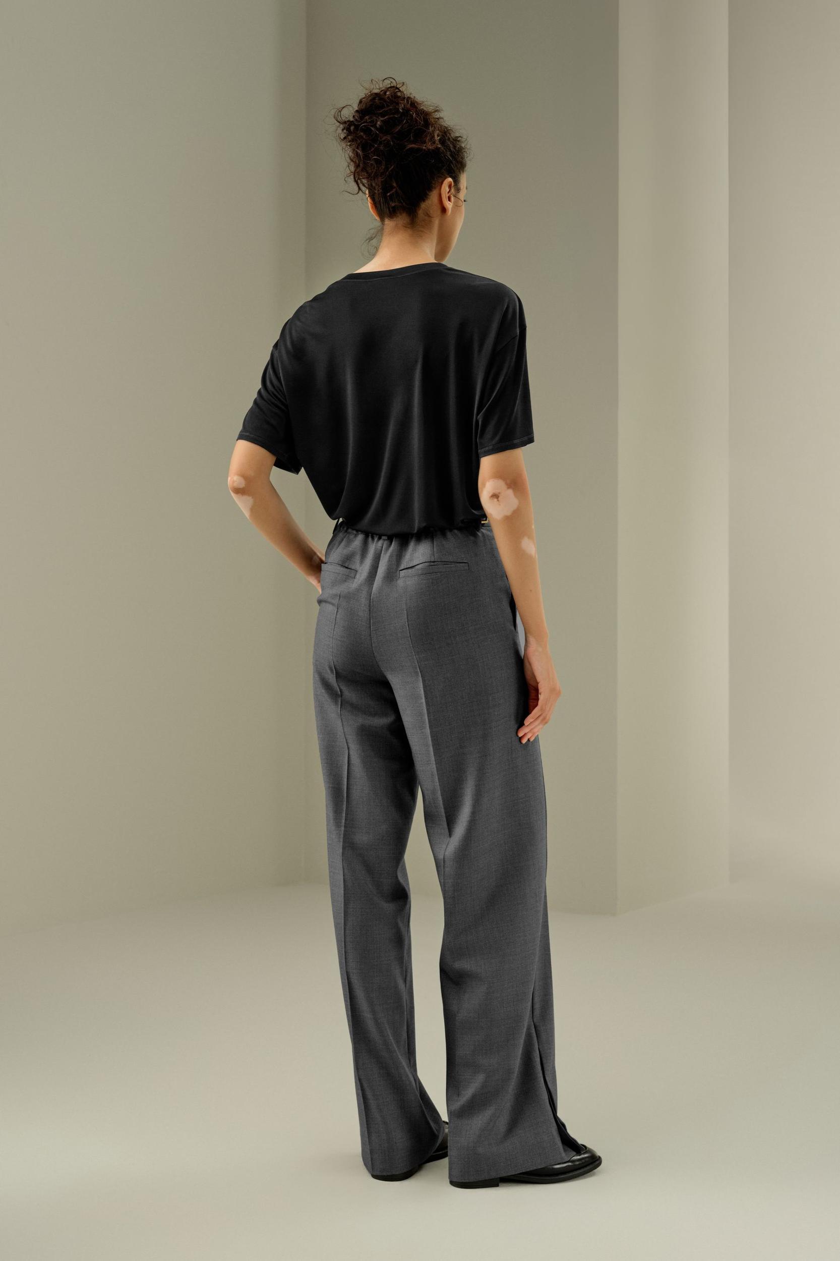 Wool Silk Blend Straight Pants Product Image