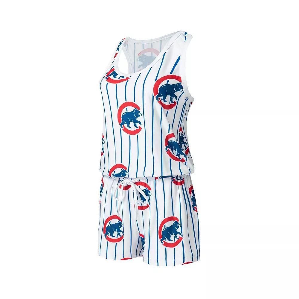 Women's Concepts Sport White Chicago Cubs Reel Pinstripe Knit Romper, Size: Small Product Image