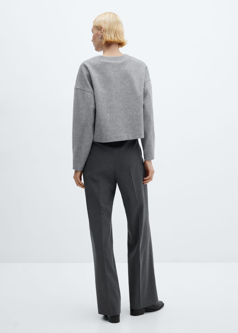 Mango Womens Elastic Waist Wideleg Pants Product Image