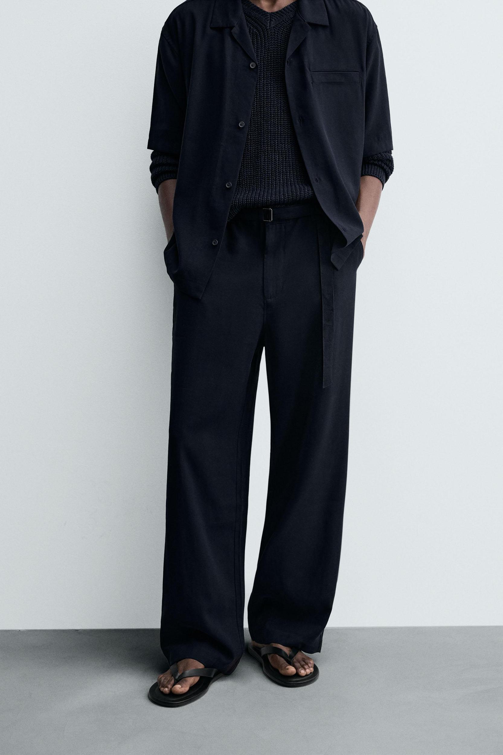 RELAXED FIT BELTED PANTS Product Image