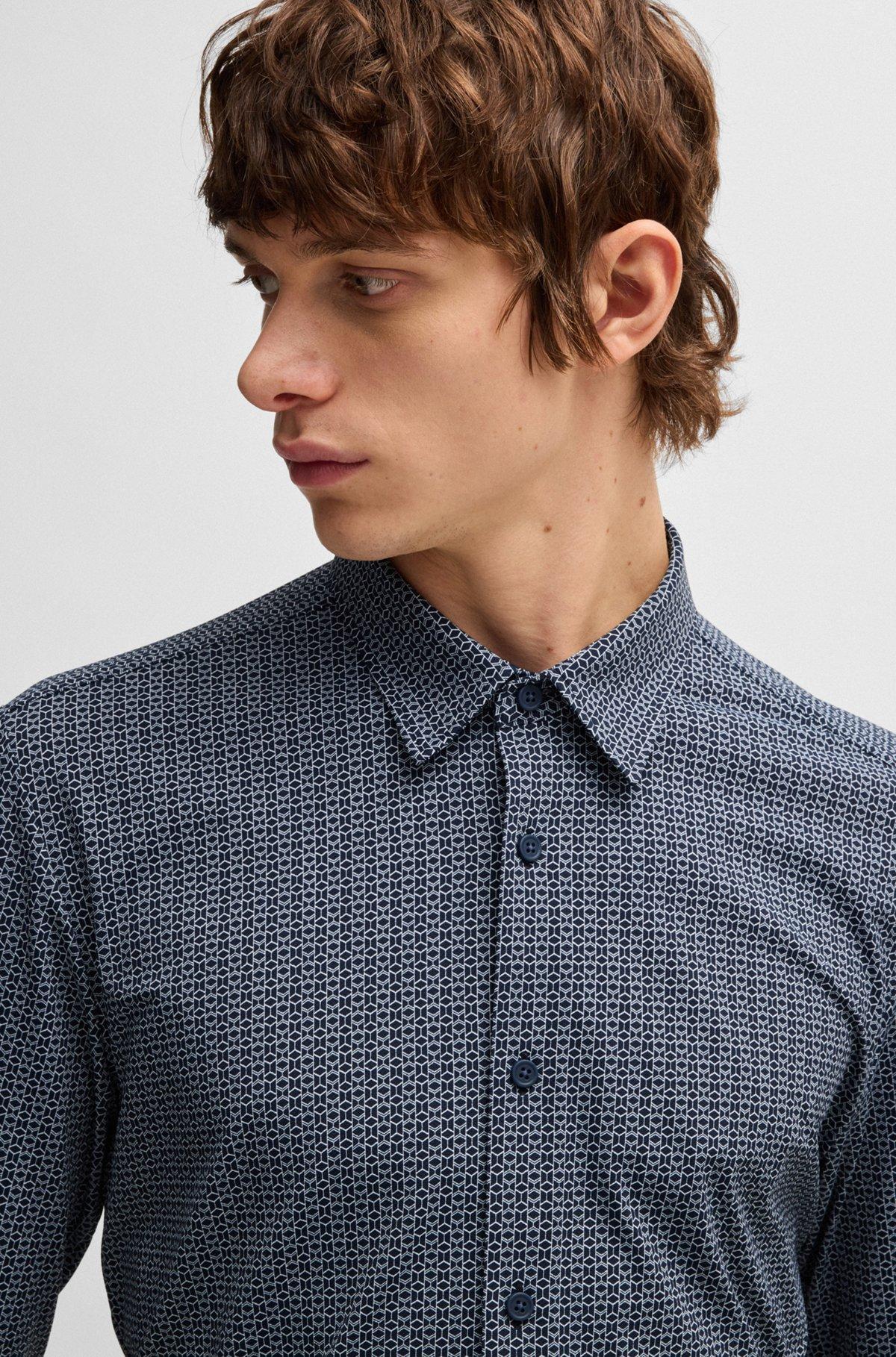 Slim-fit shirt in printed performance-stretch jersey Product Image