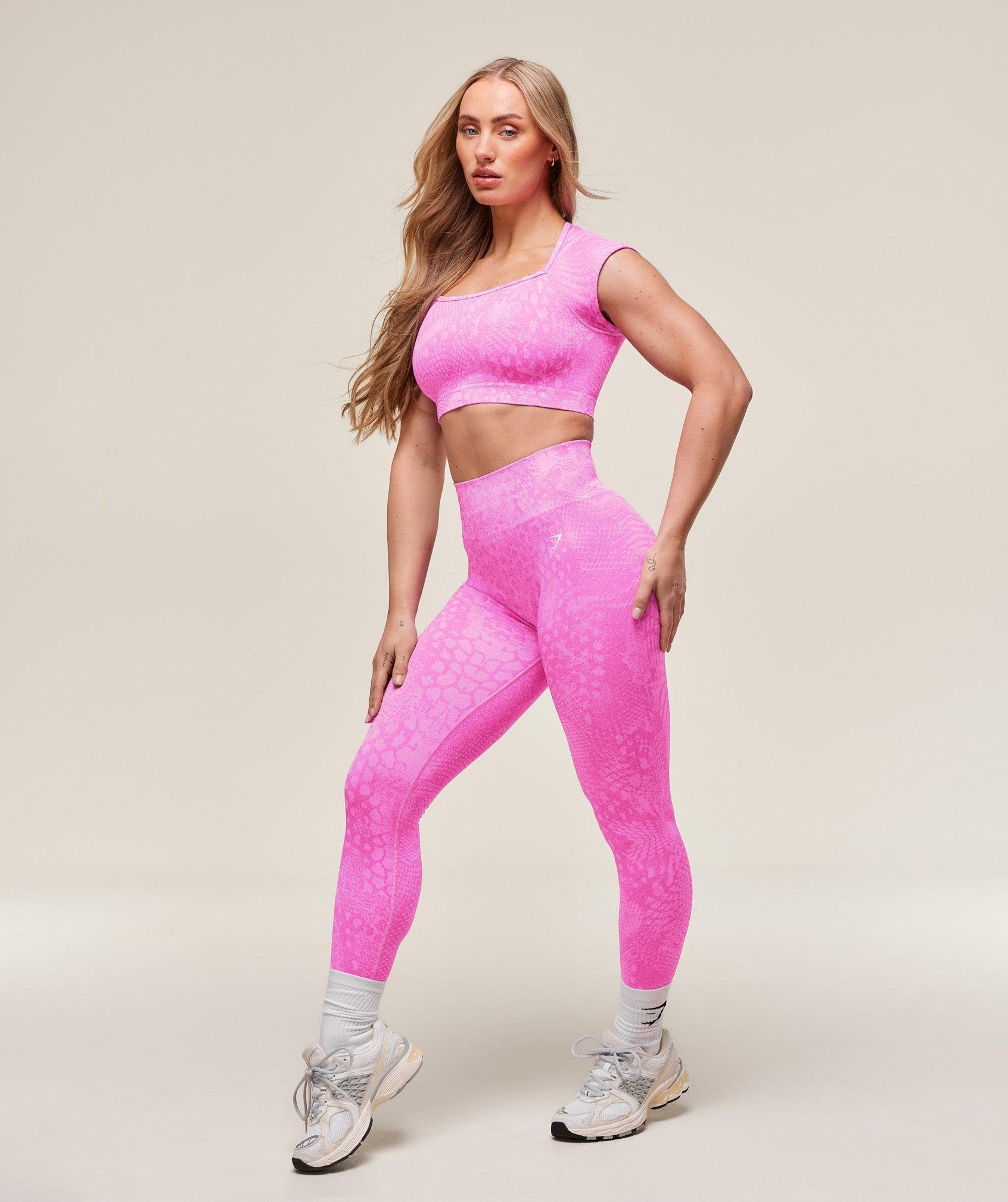 Gymshark Adapt X Whitney Animal Seamless Crop Top - Sour Pink/Vibrant Pink Female Product Image
