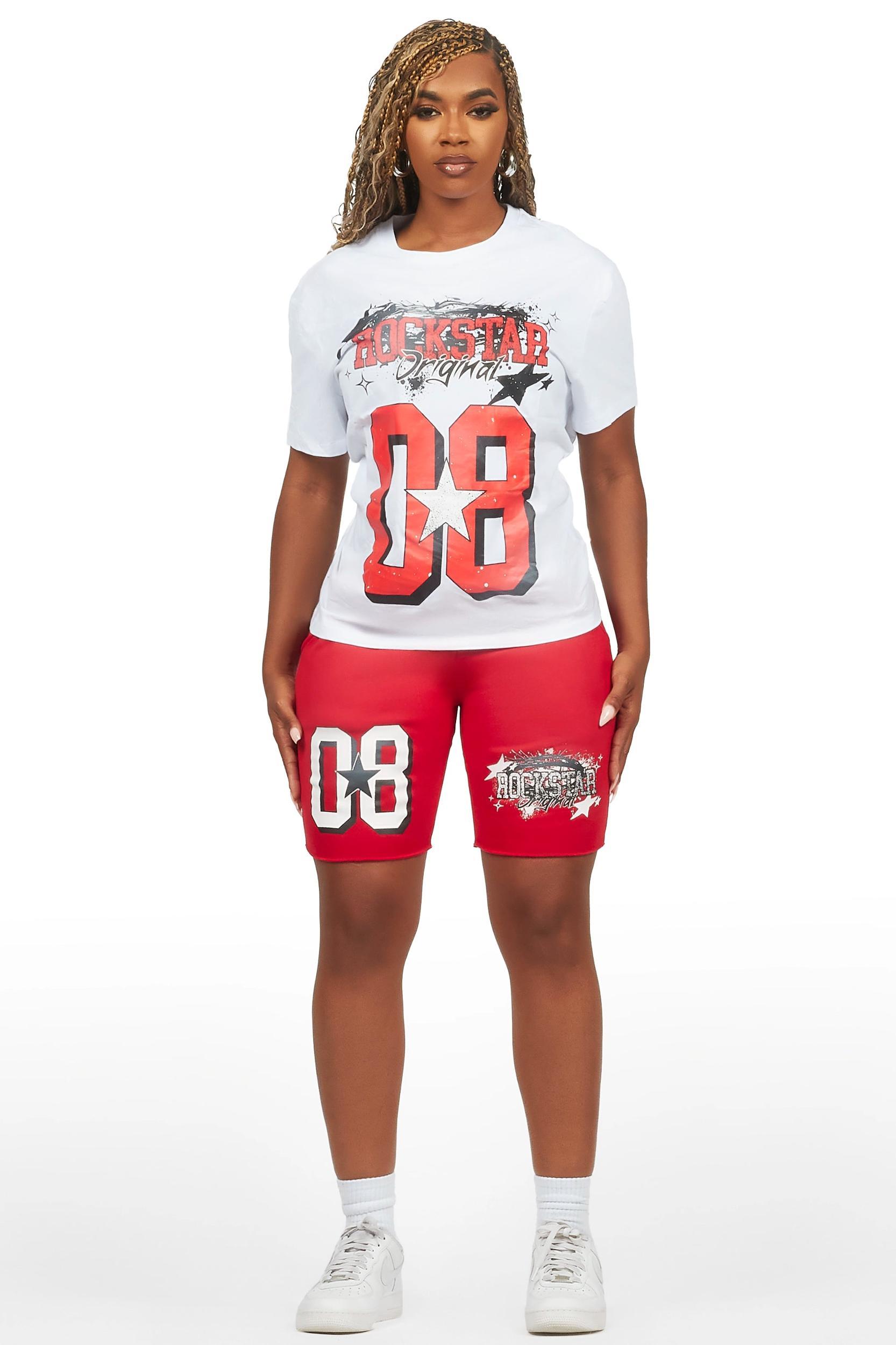Carolina White/Red T-Shirt Short Set Female Product Image