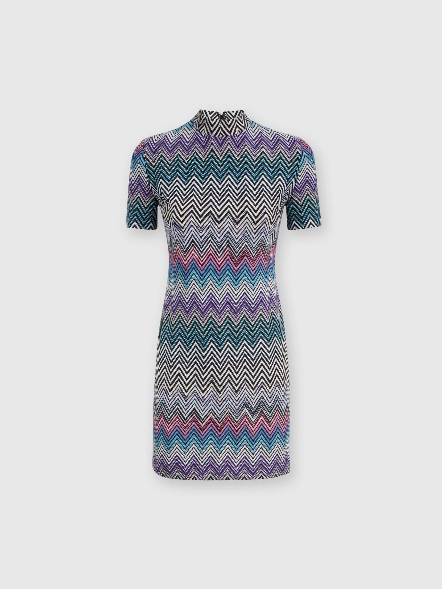 Short-sleeved mini-dress in zigzag wool Product Image