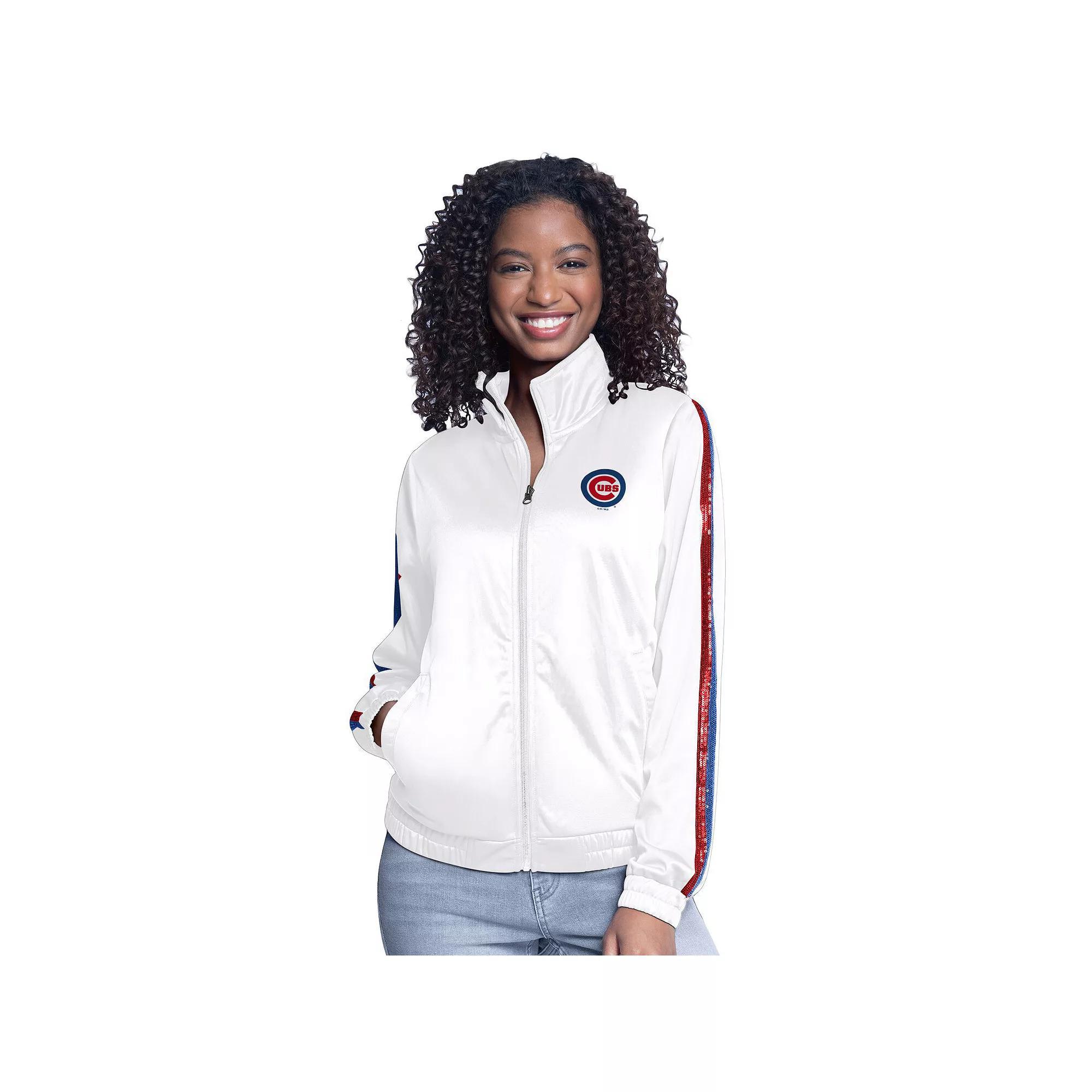 Women's G-III Sports by Carl Banks  White Chicago Cubs Gear II Full-Zip Track Jacket, Size: Medium Product Image