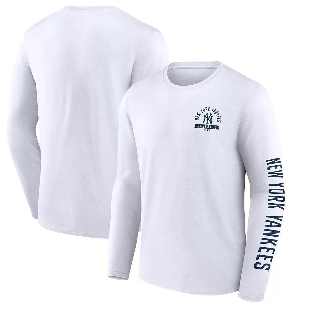 Men's Fanatics  White New York Yankees Press Box Long Sleeve T-Shirt, Size: 5XL Product Image