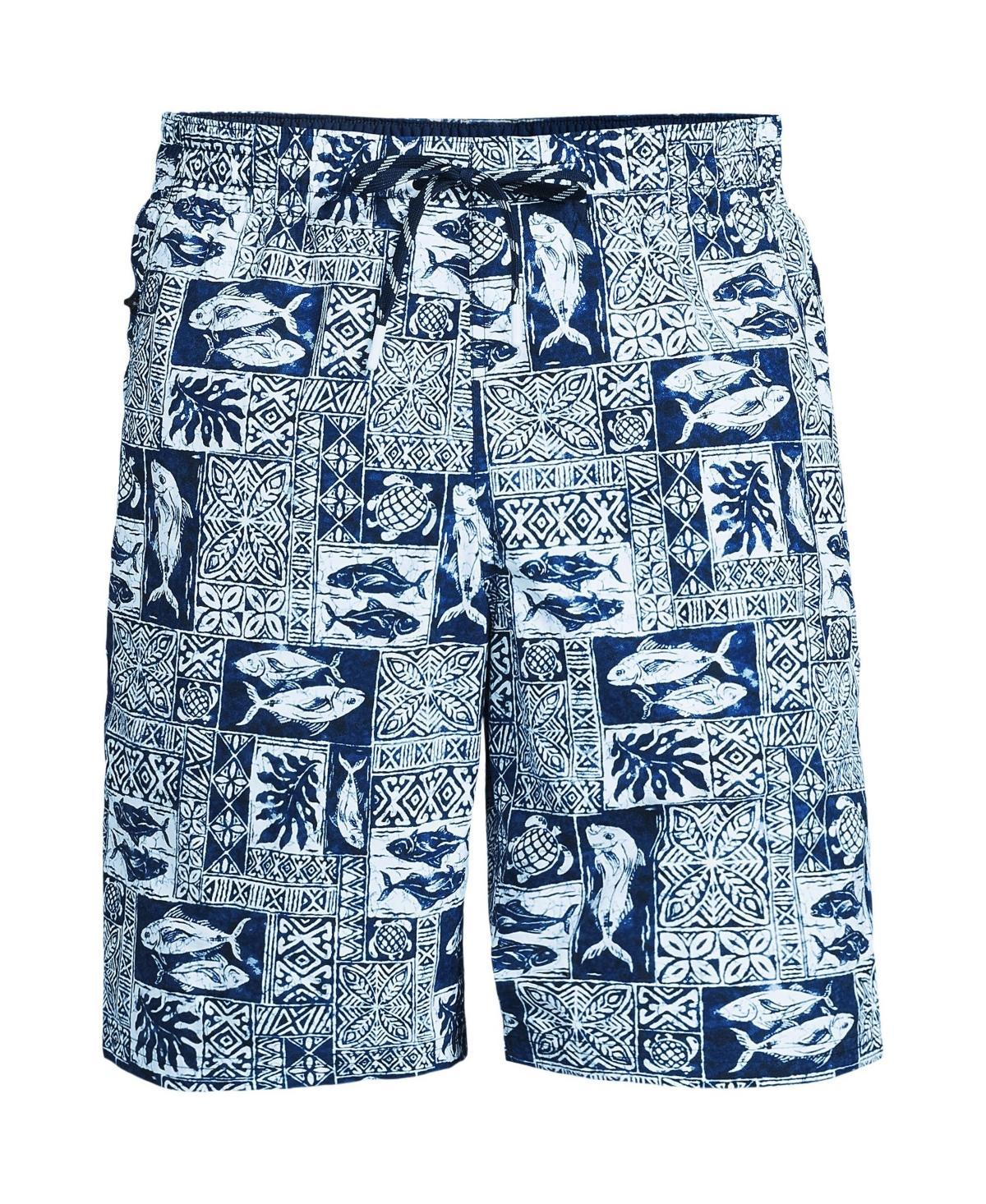 Mens Lands End 9 Swim Trunks Lime Green Colorblock Product Image