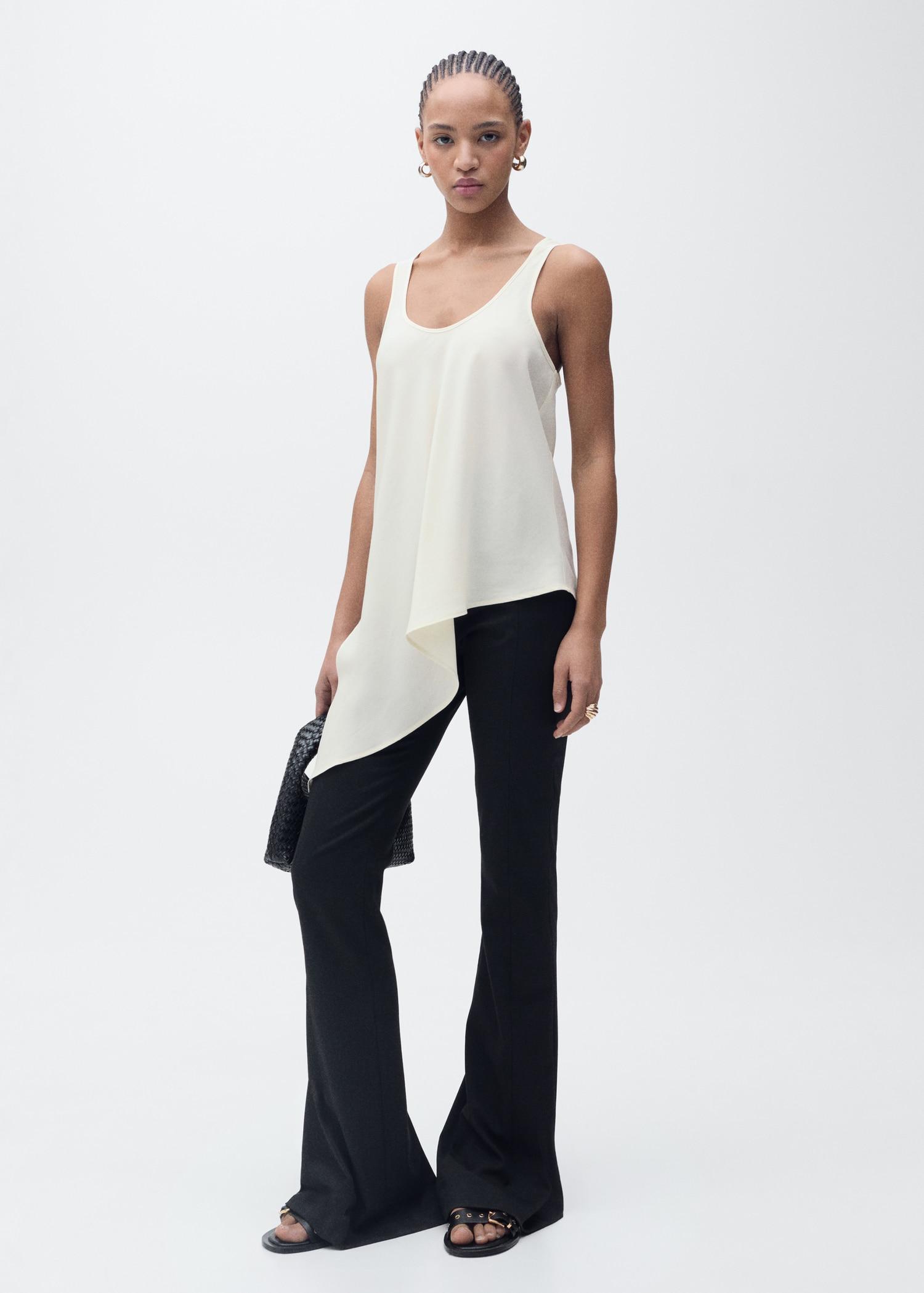 Asymmetrical lyocell top - Women | MANGO USA Product Image