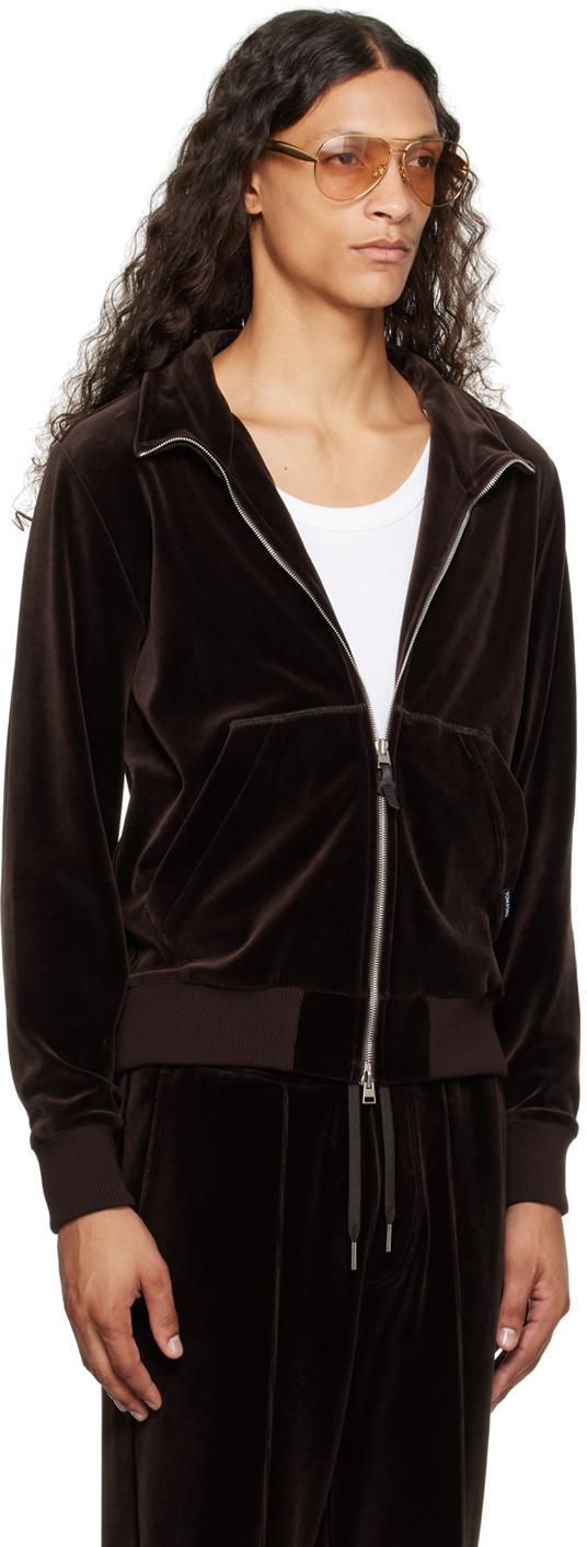 TOM FORD Brown Zip Track Jacket In Deep Brown Product Image