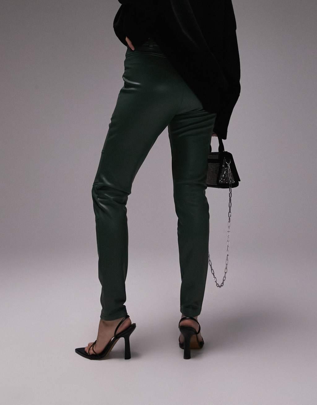 Topshop faux leather skinny fit biker pants Product Image
