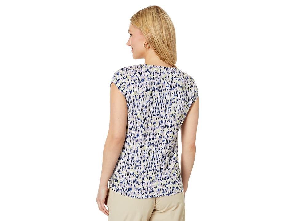 NIC+ZOE Abstract Ikat V-Neck Tank (Indigo Multi) Women's Clothing Product Image
