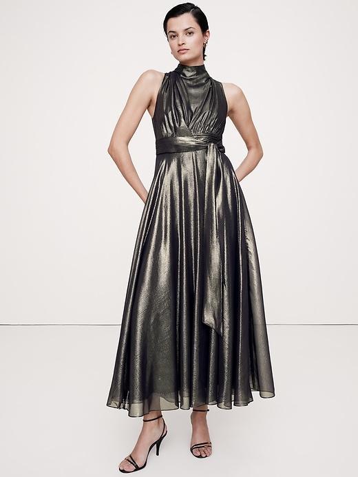 Silk Lamé Maxi Dress Product Image